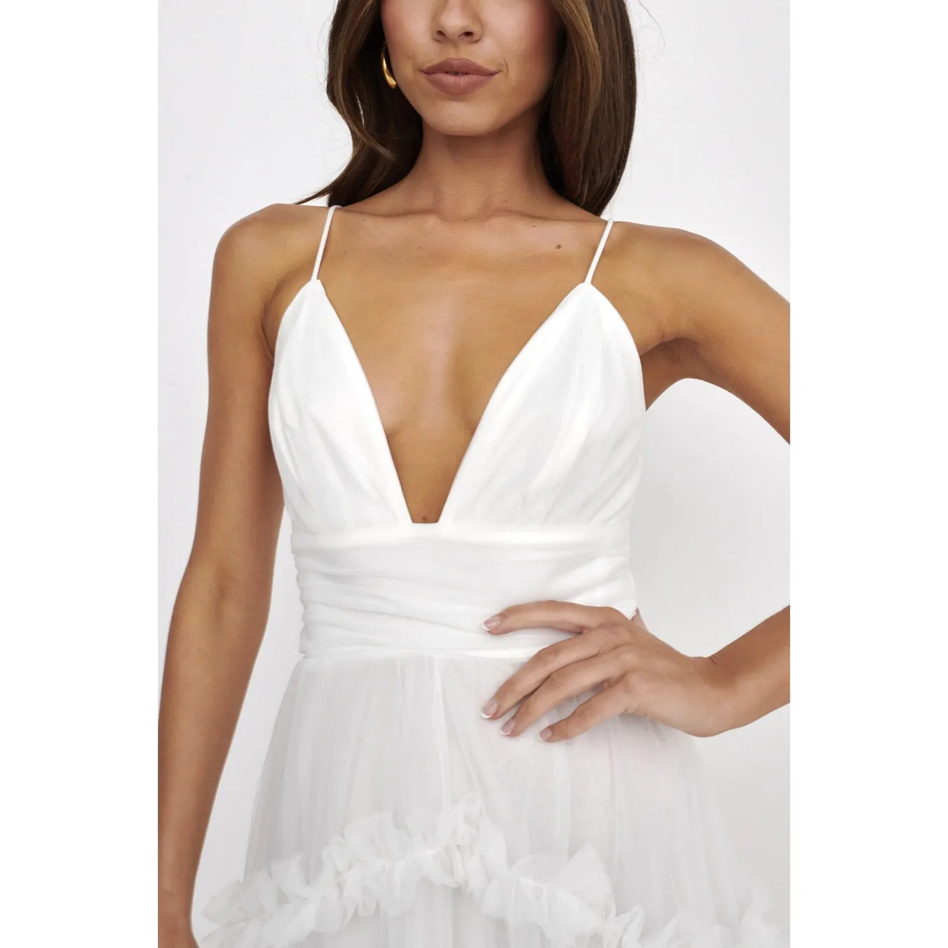 DEEP V TULLE MIDI