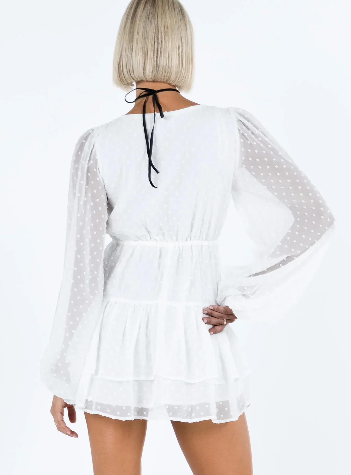 Dialla Long Sleeve Mini Dress White