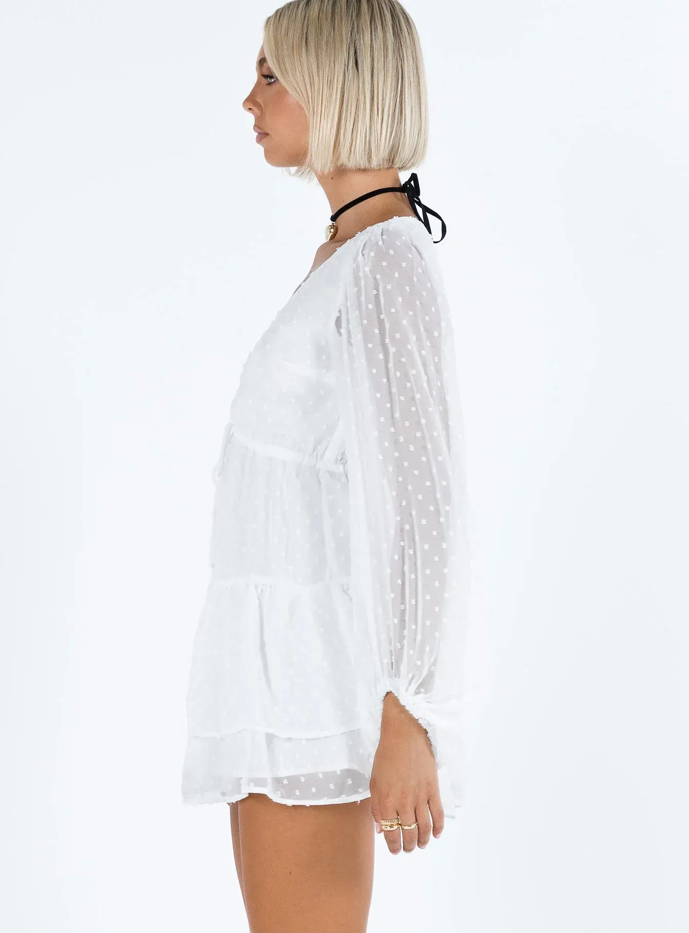 Dialla Long Sleeve Mini Dress White