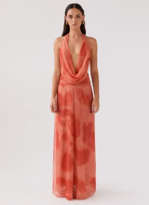 Elysia Chiffon Maxi Dress - Fiery Fusion