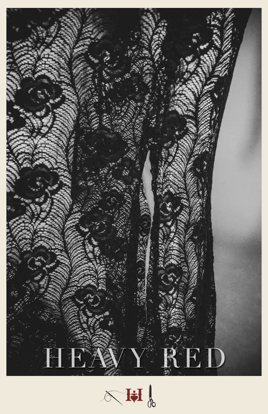 French Floral Lace Slit Skirt