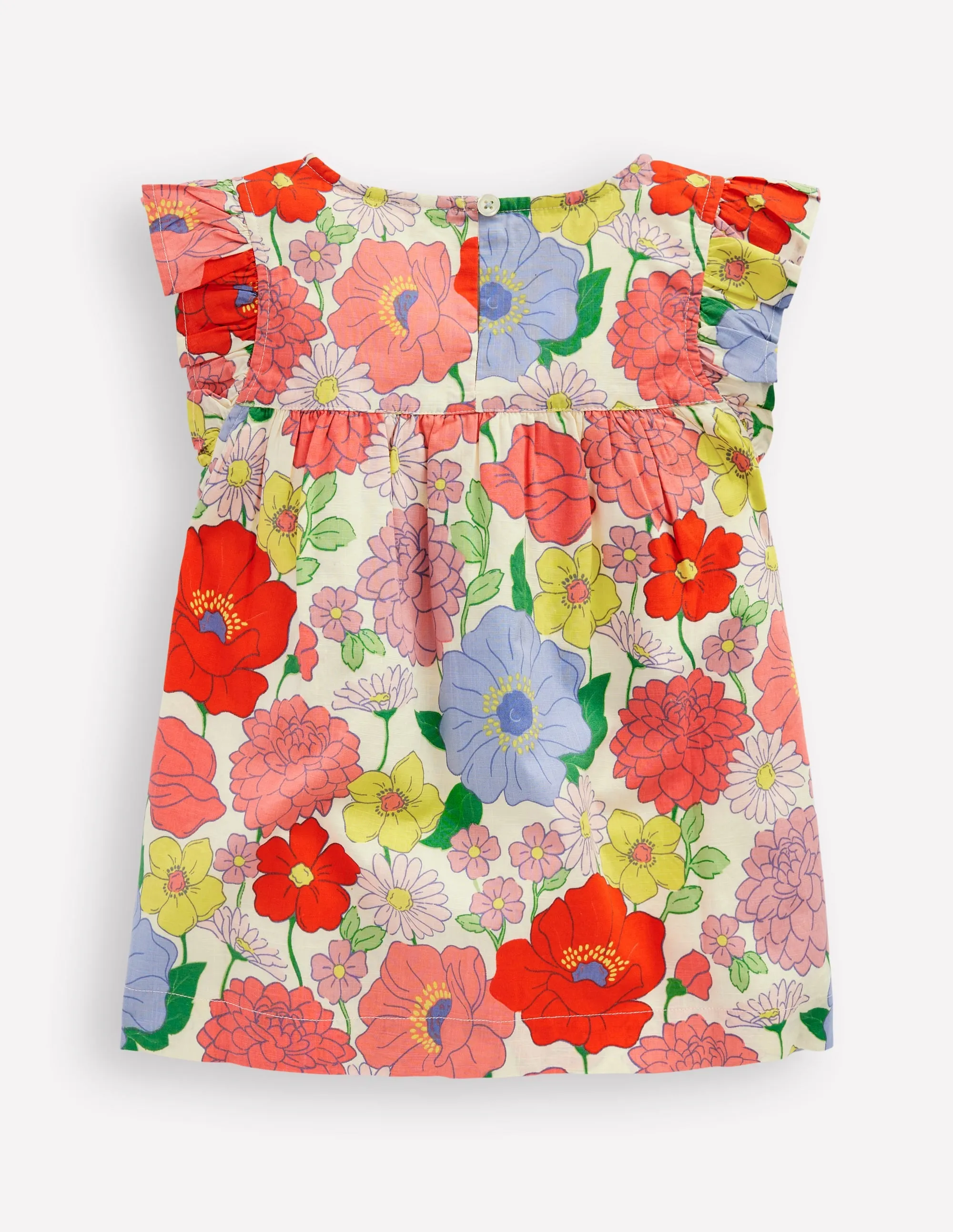 Frill Sleeve Woven Top-Multi Summer Garden