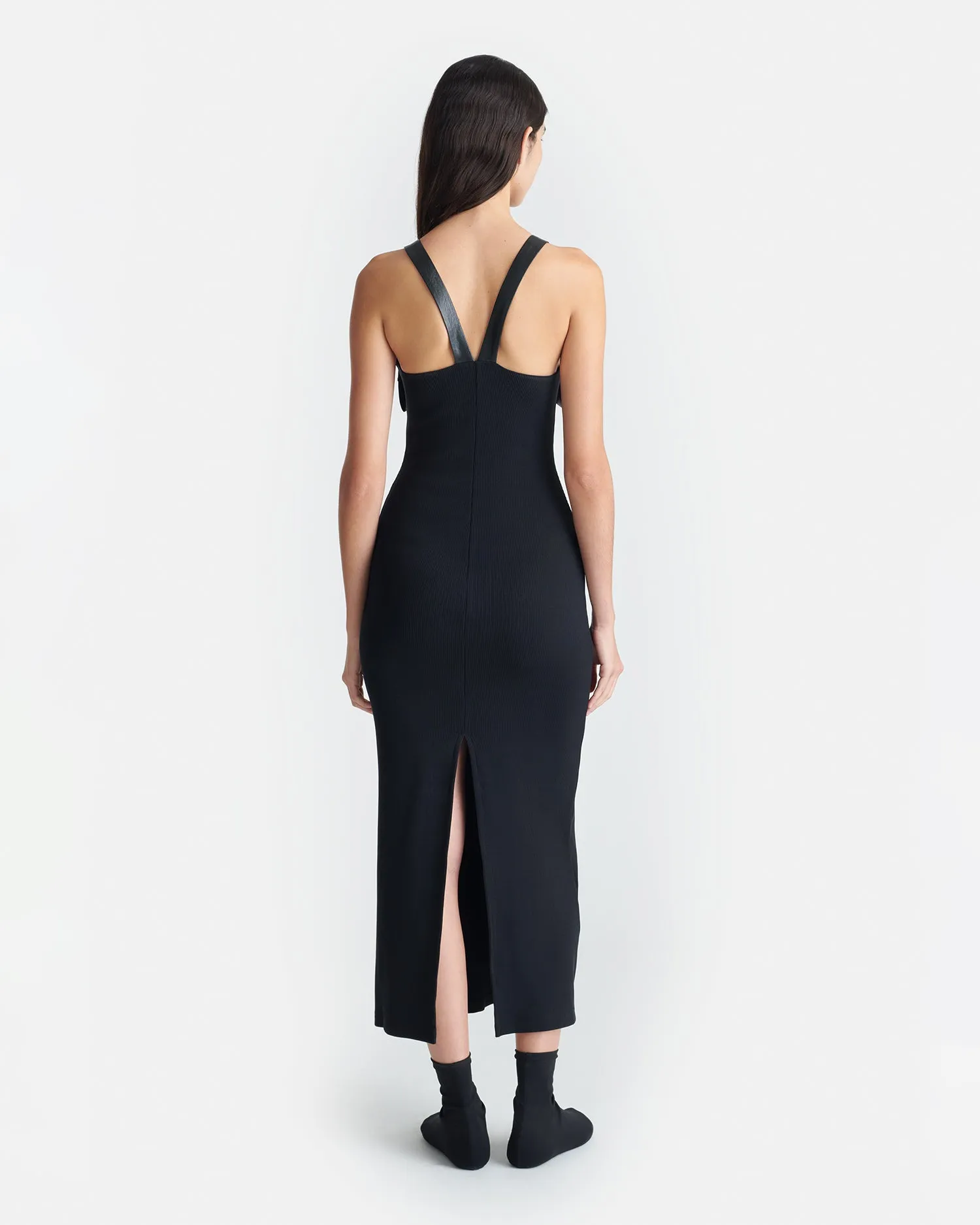 Gildah - Jersey and Okobor™ Alt-Leather Dress - Black