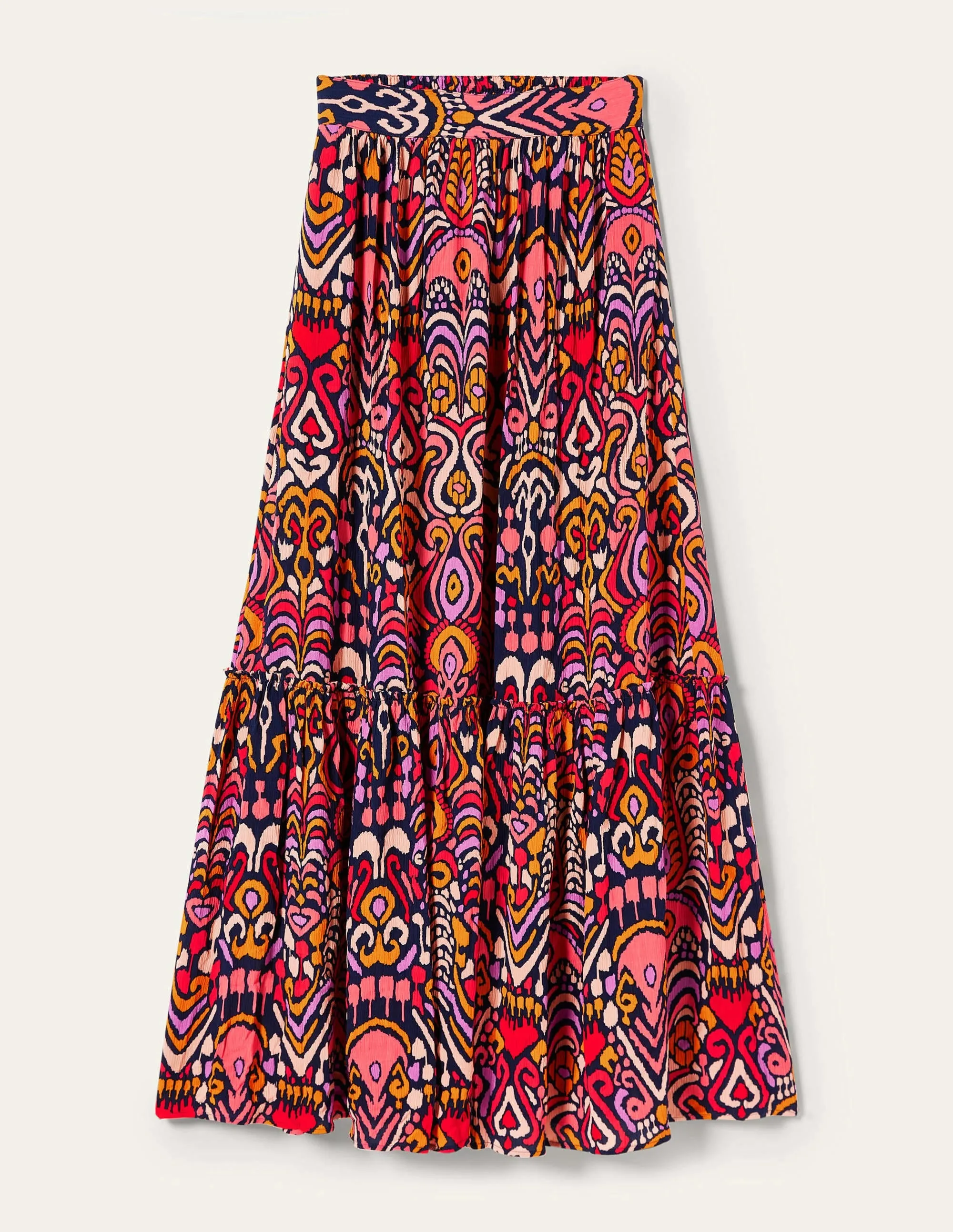 Grace Crinkle Maxi Skirt-French Navy. Ikat Charm