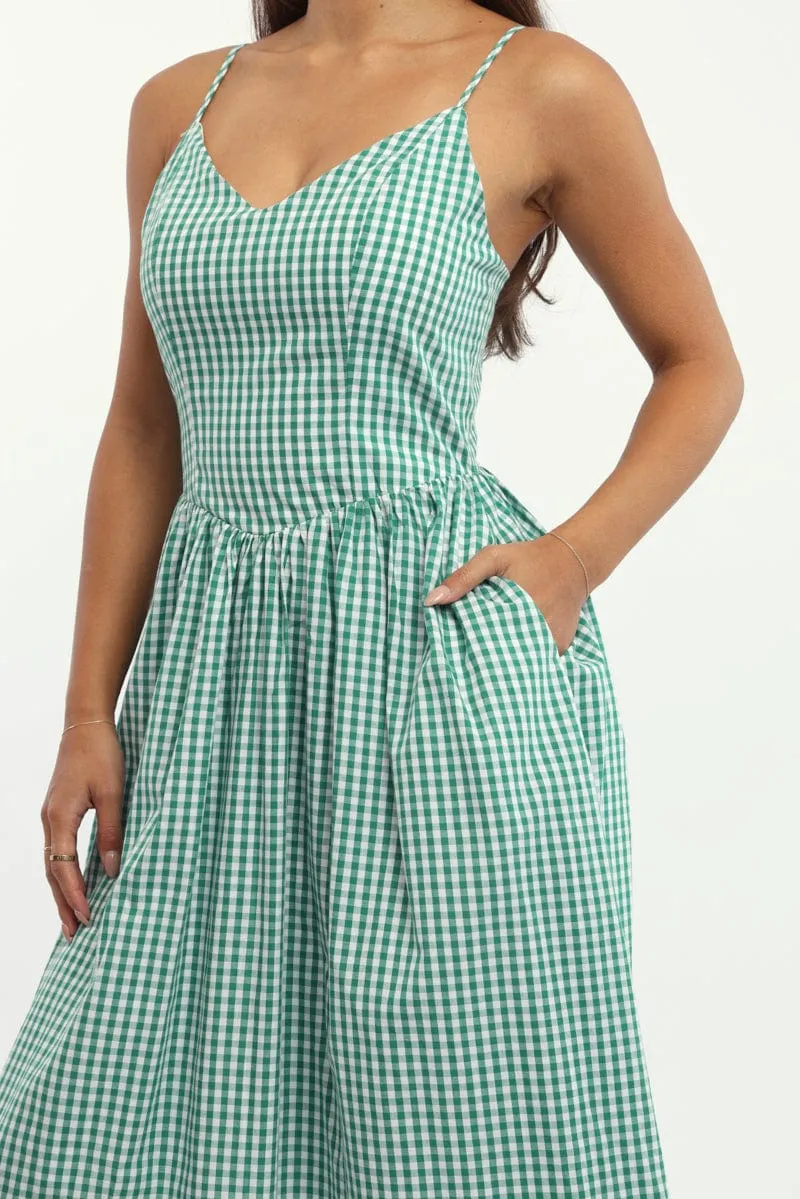 Green Check Maxi Dress Singlet