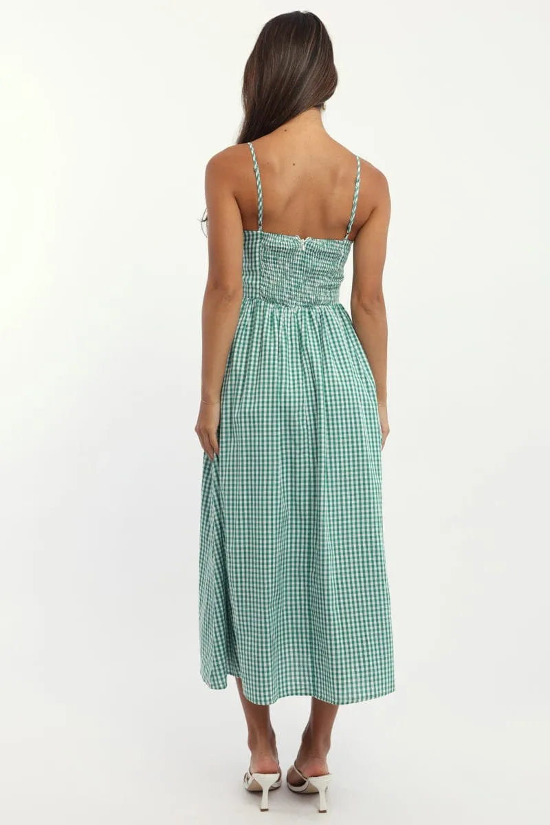 Green Check Maxi Dress Singlet