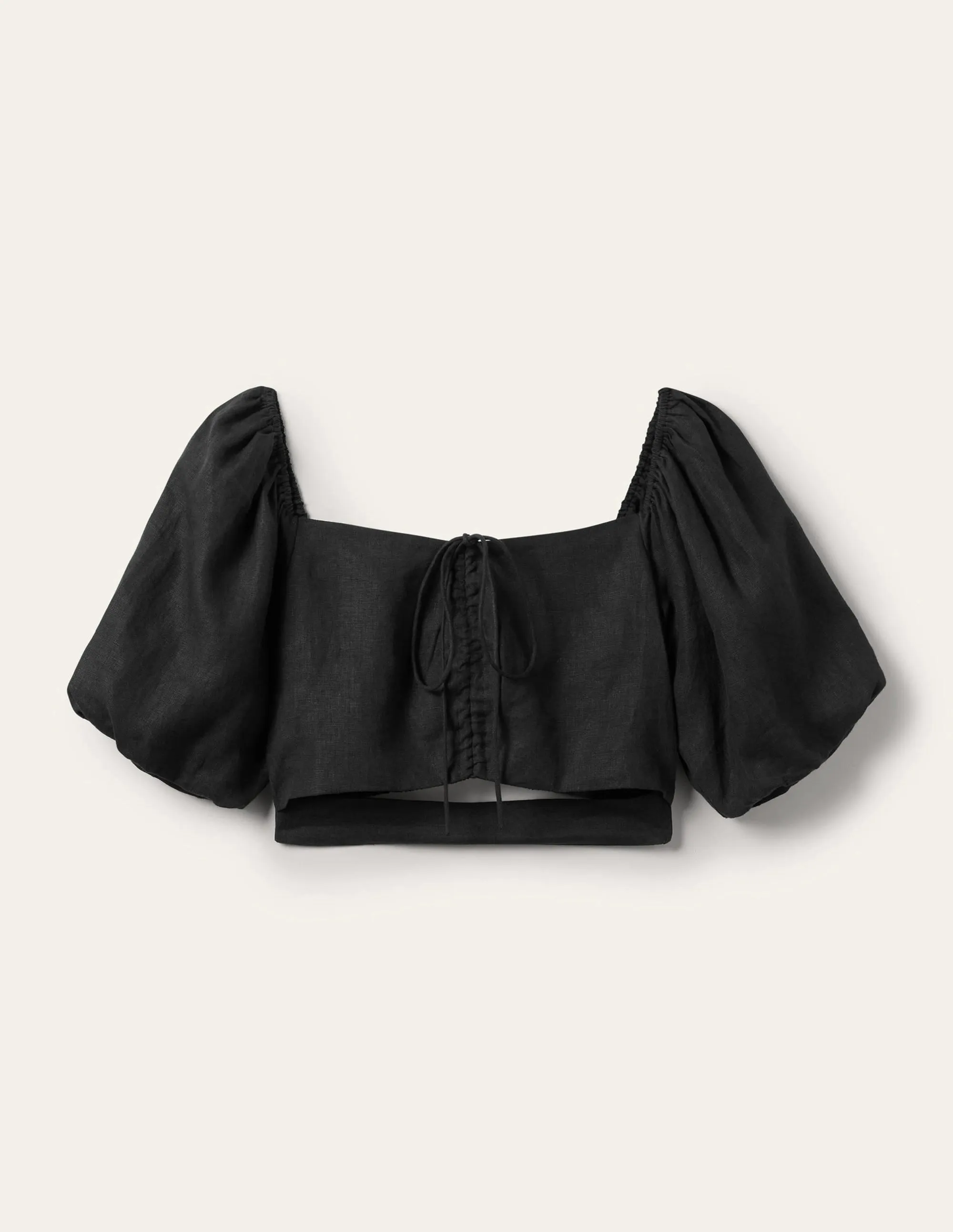 Halterneck Cut Out Crop Top-Black