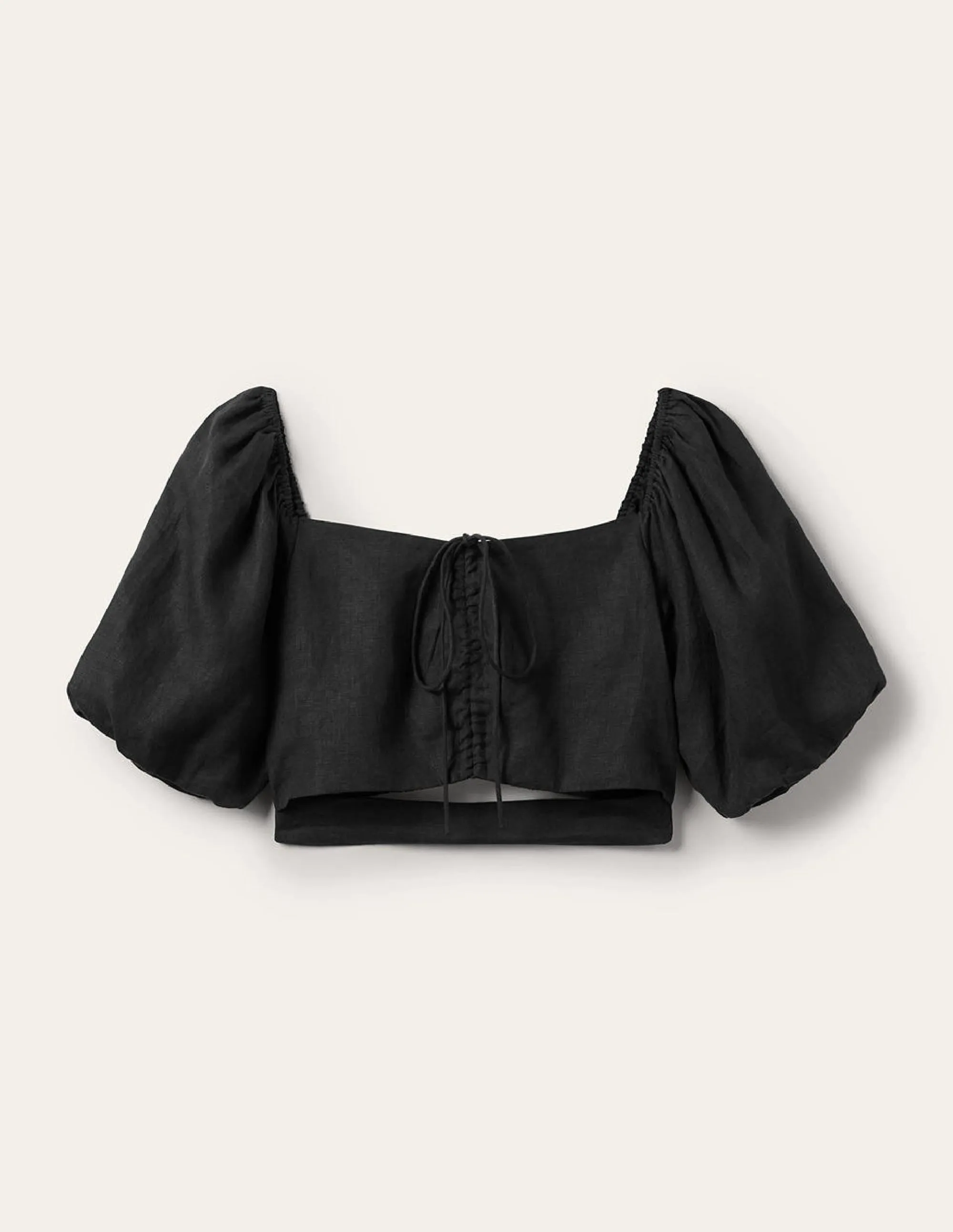 Halterneck Cut Out Crop Top-Black