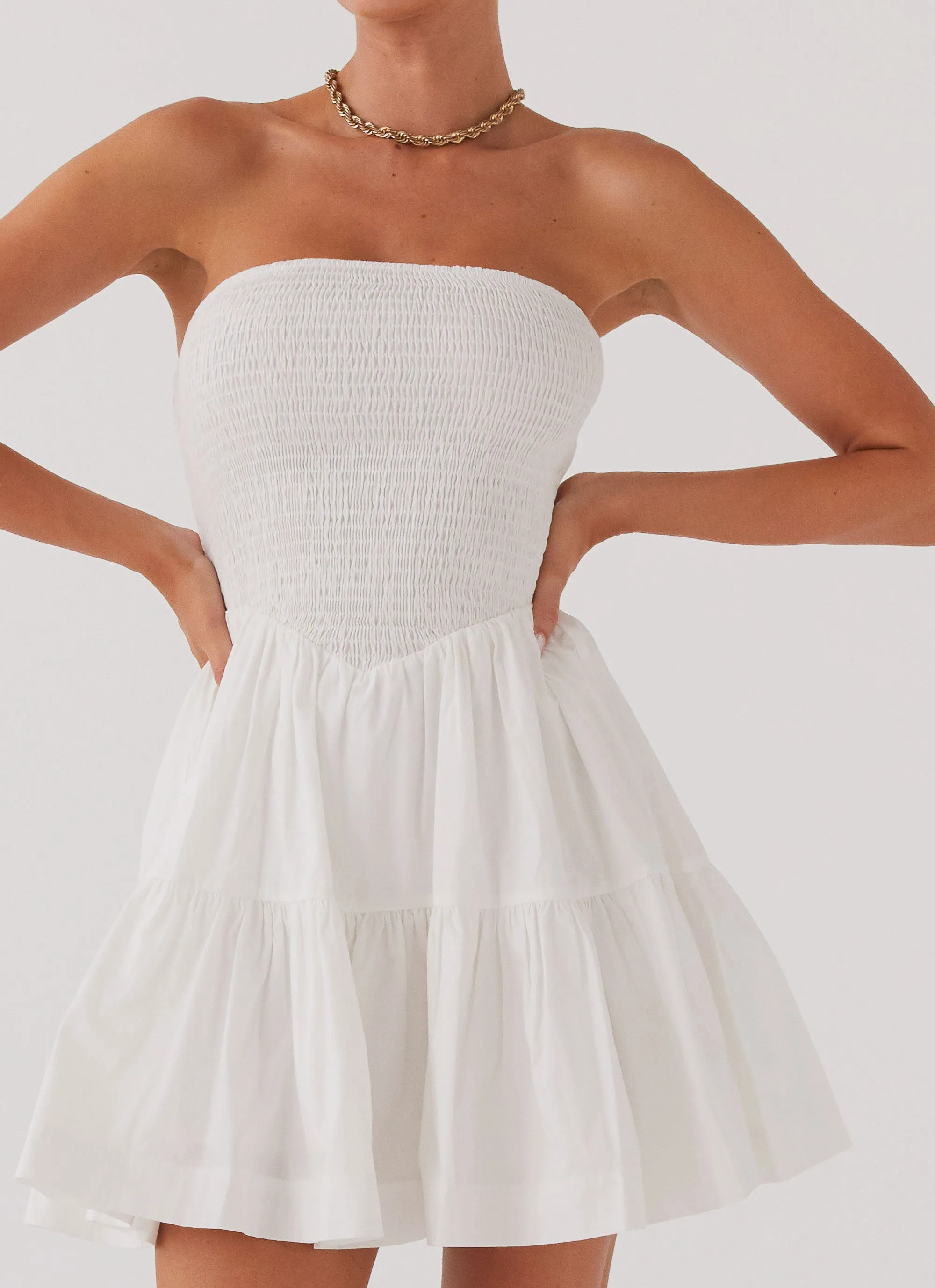 Harper Strapless Mini Dress - White