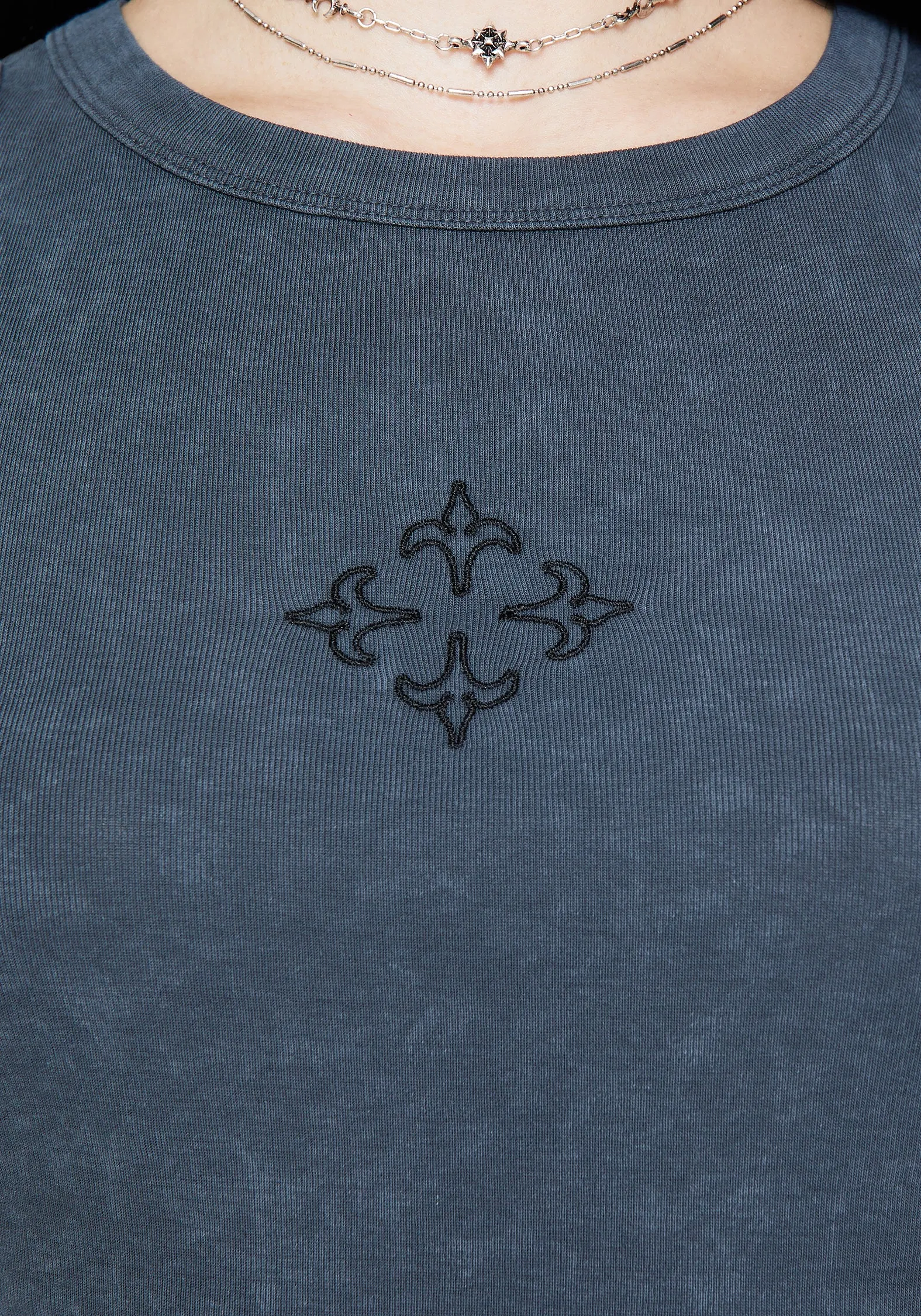 Haven Cross Embroidered Ribbed Cotton Tank Top