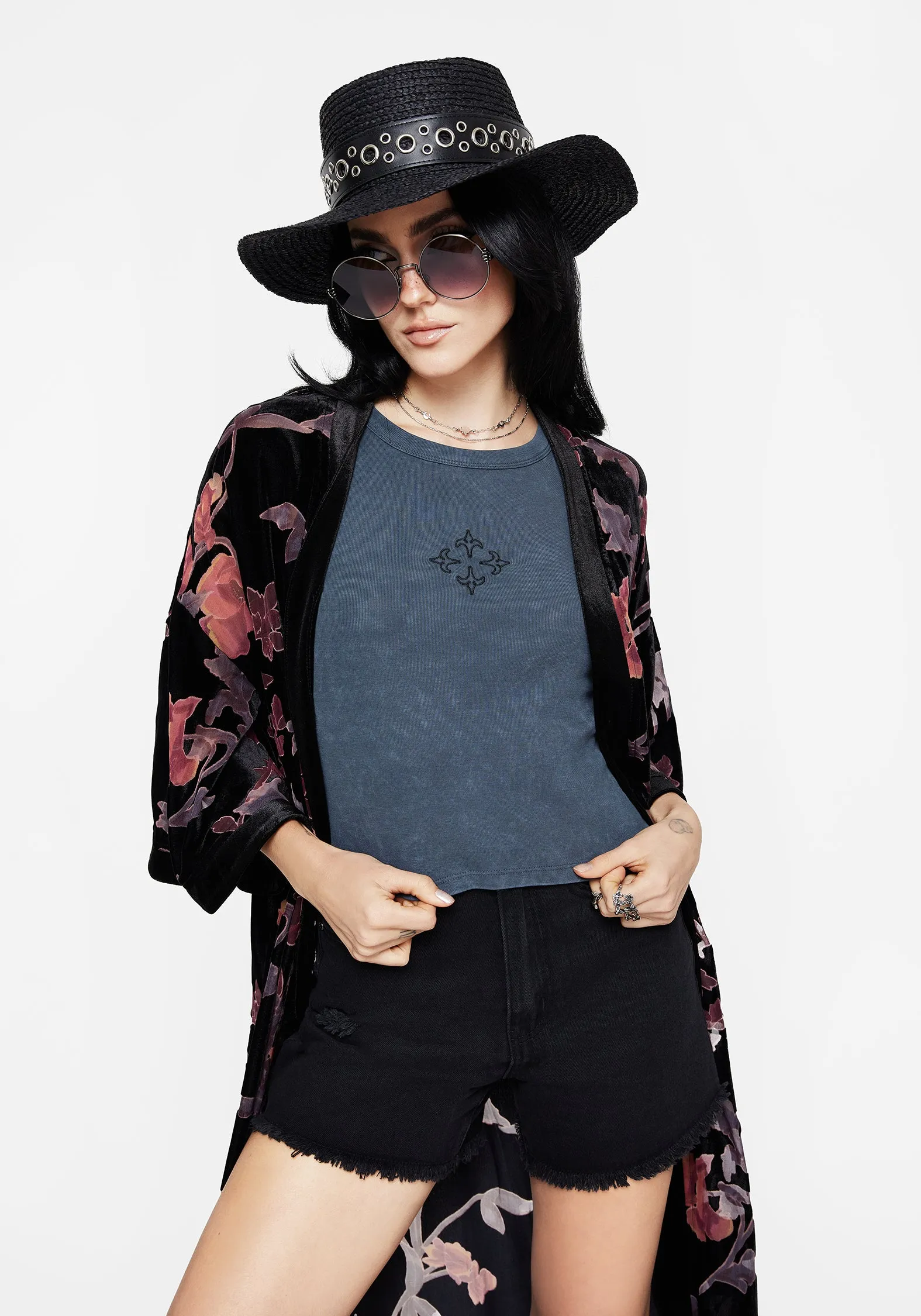 Haven Cross Embroidered Ribbed Cotton Tank Top