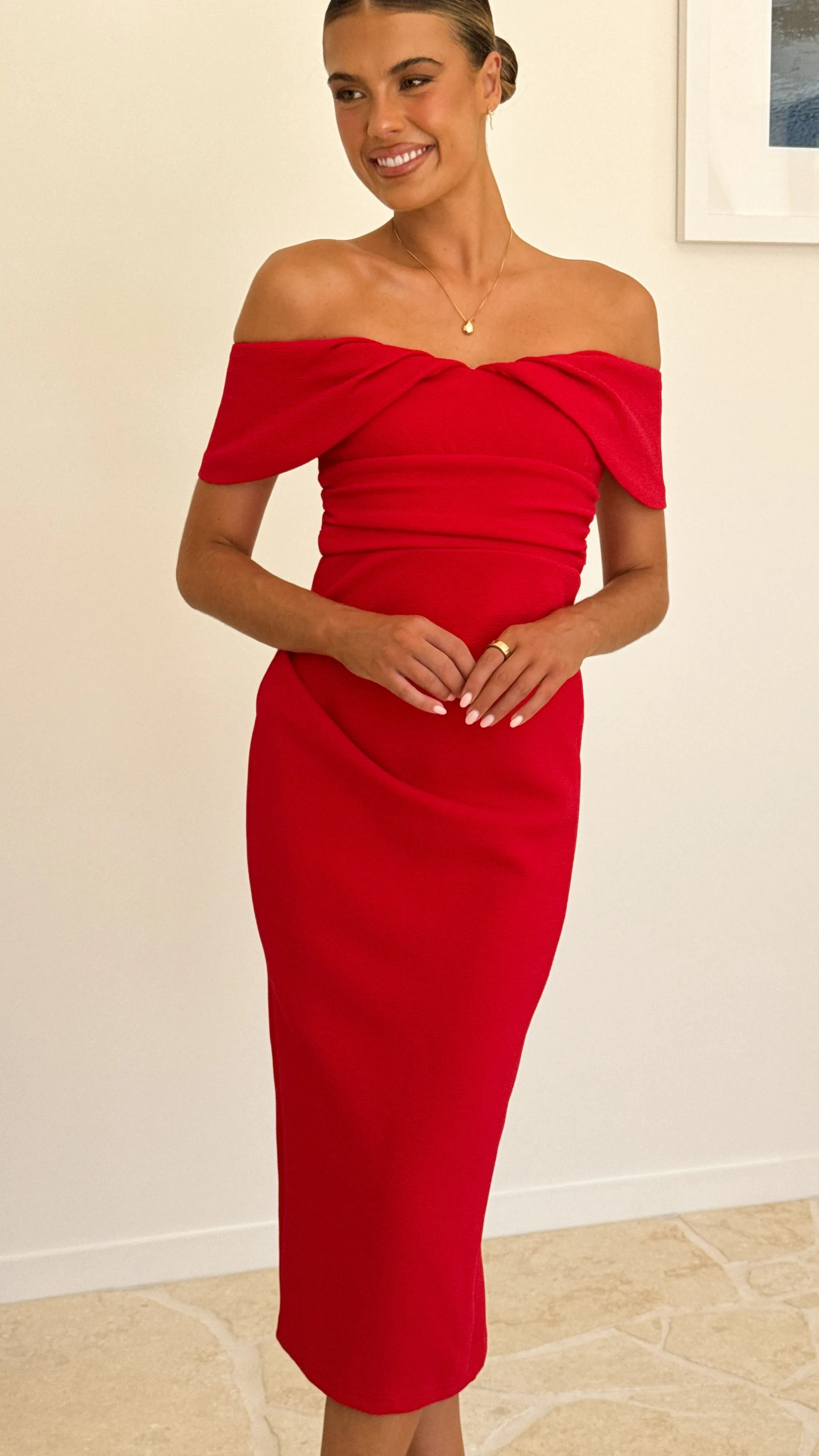 Holly Midi Dress - Red