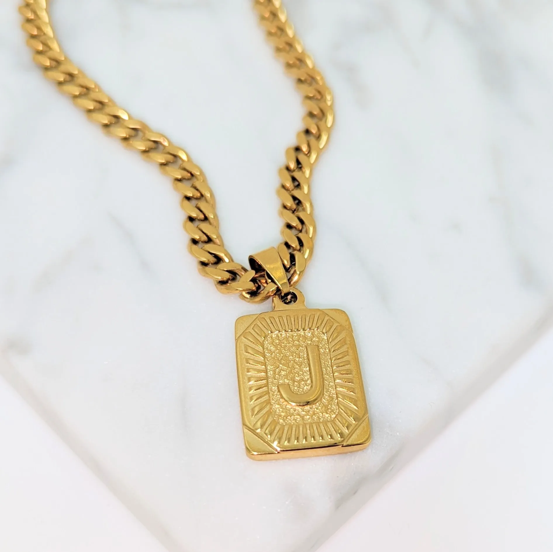 Initial Card Cuban Necklaces