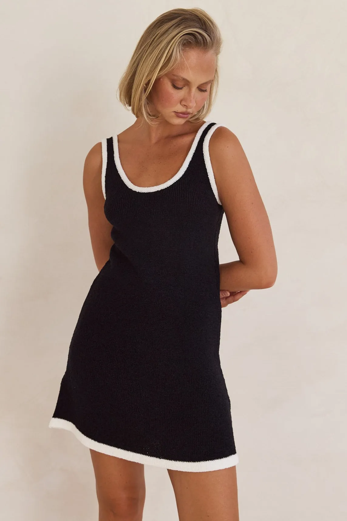 Ivy Knit Mini Dress (Black)