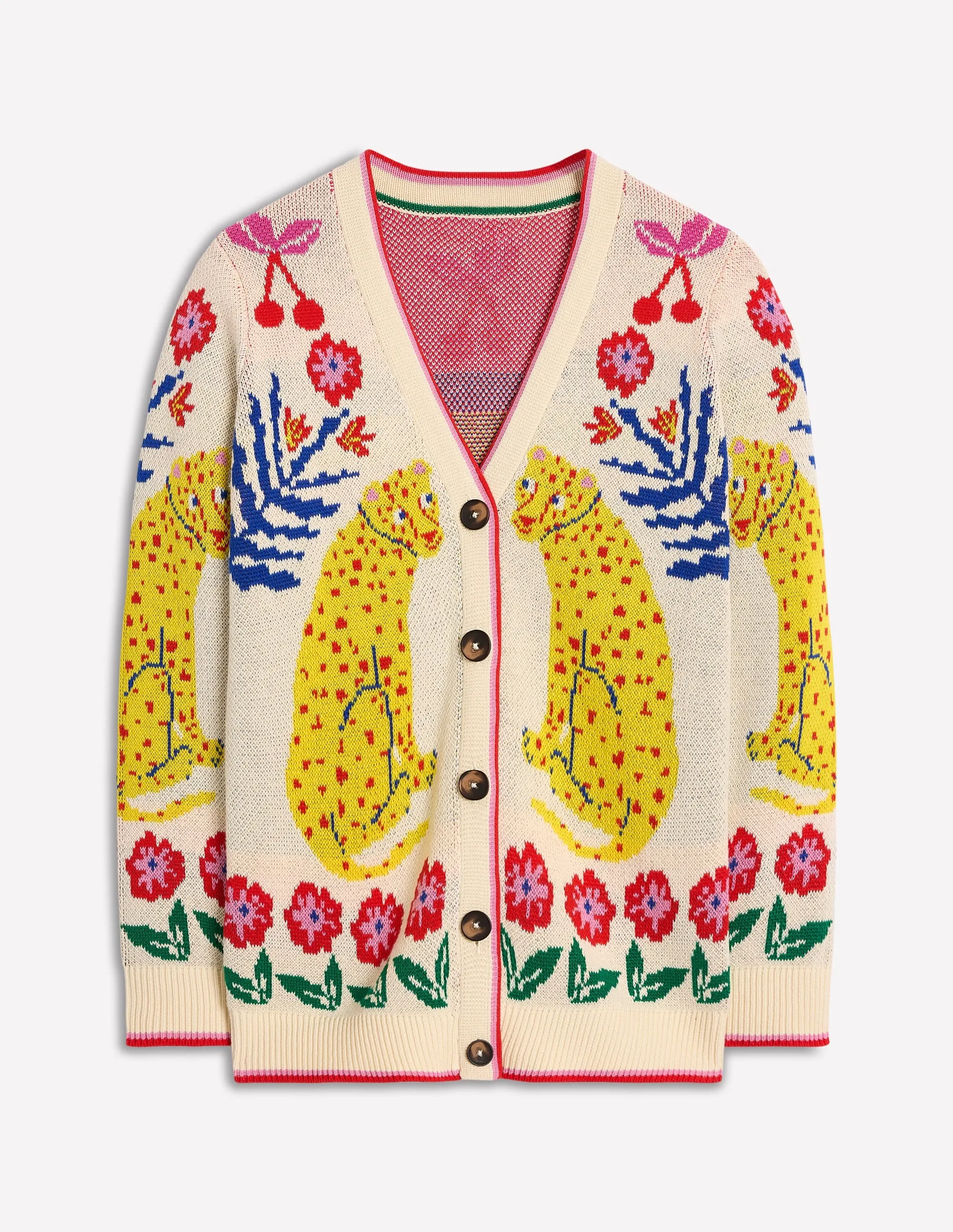 Jacquard Boyfriend Cardigan-Warm Ivory. Leopard
