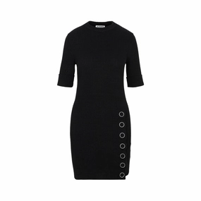 Jil Sander Ribbed-Knit Side Button Detail Dress