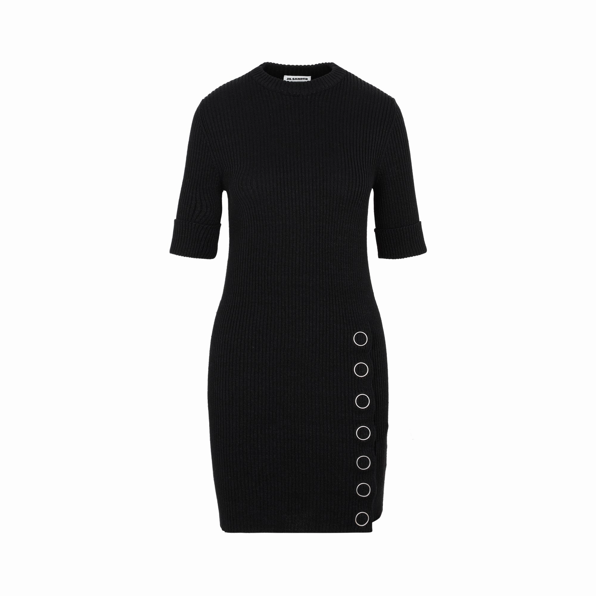 Jil Sander Ribbed-Knit Side Button Detail Dress