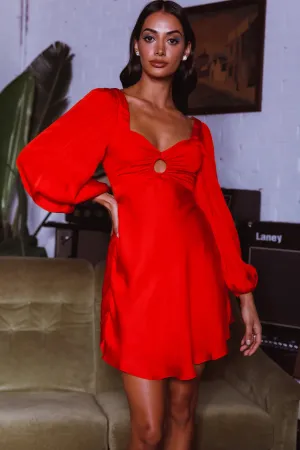 Jonah Lace-Up Back Mini Dress Red