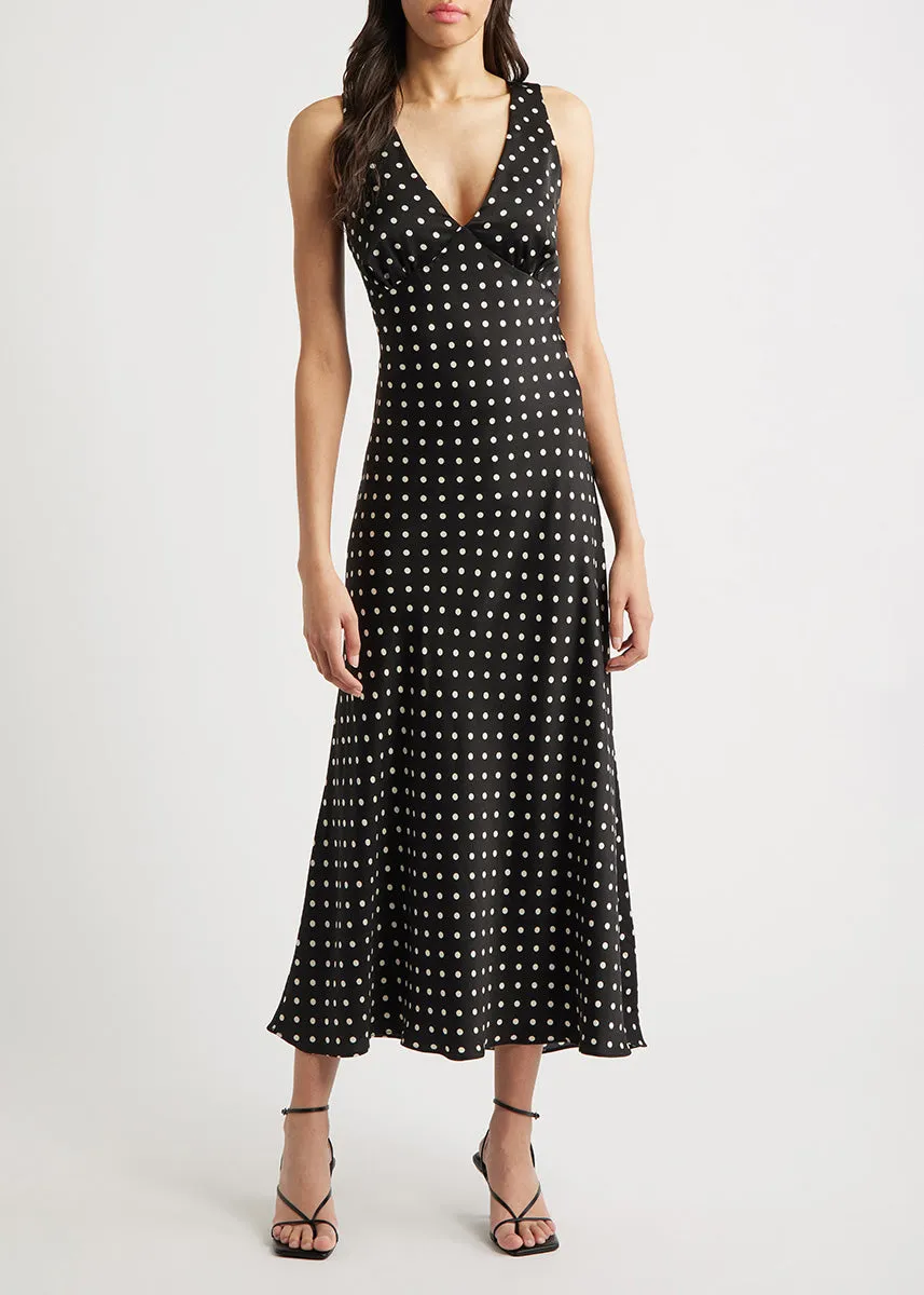 Julia Polka Dot Slip Dress - Black & White