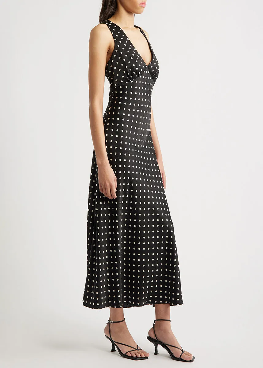 Julia Polka Dot Slip Dress - Black & White