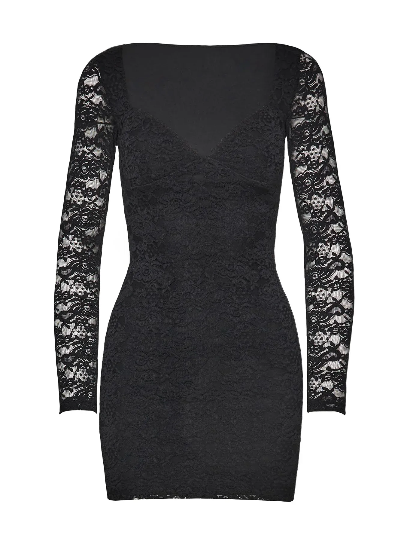 Lather Long Sleeve Mini Dress Black