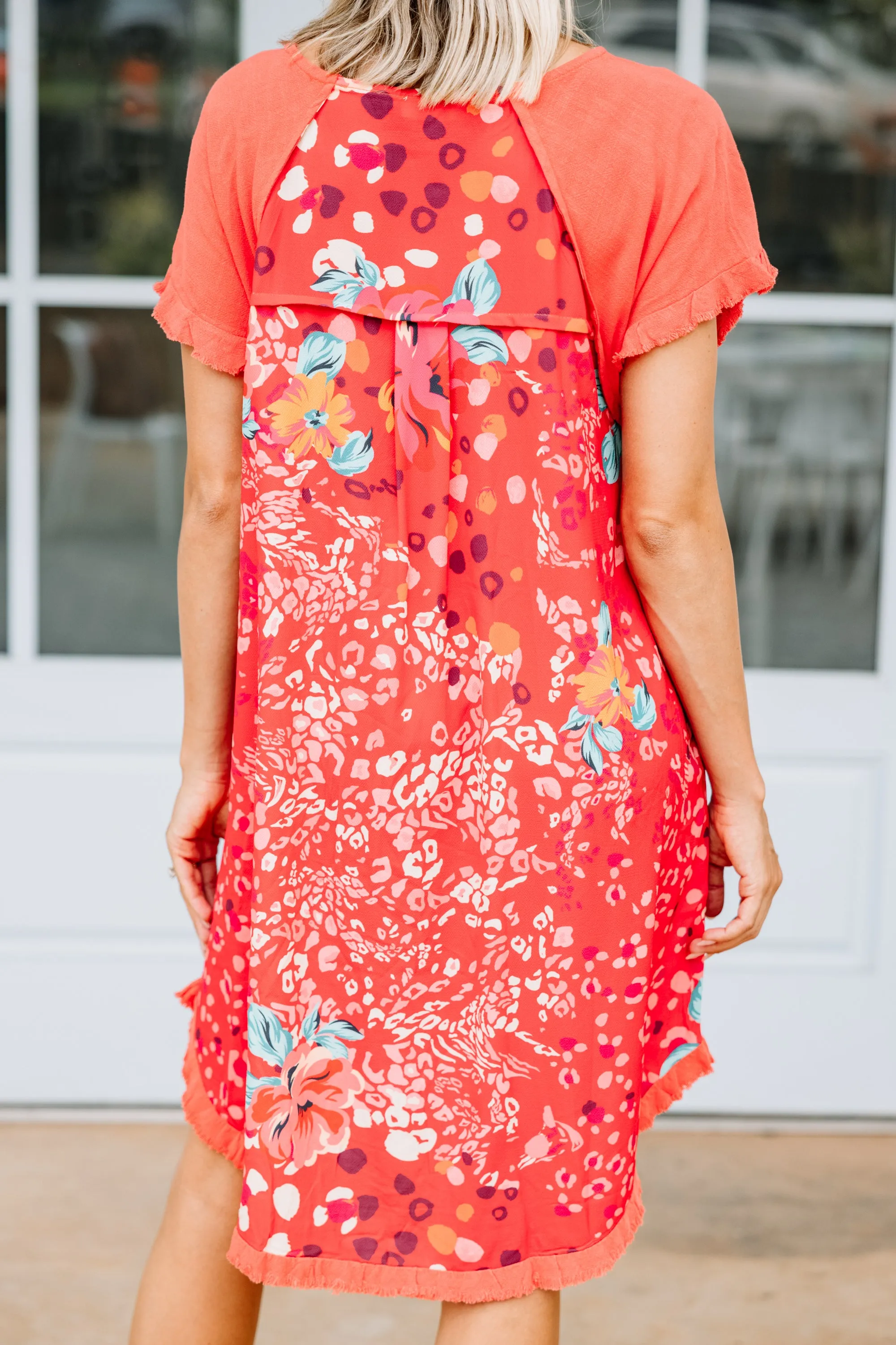 Lighten The Mood Coral Orange Floral Dress