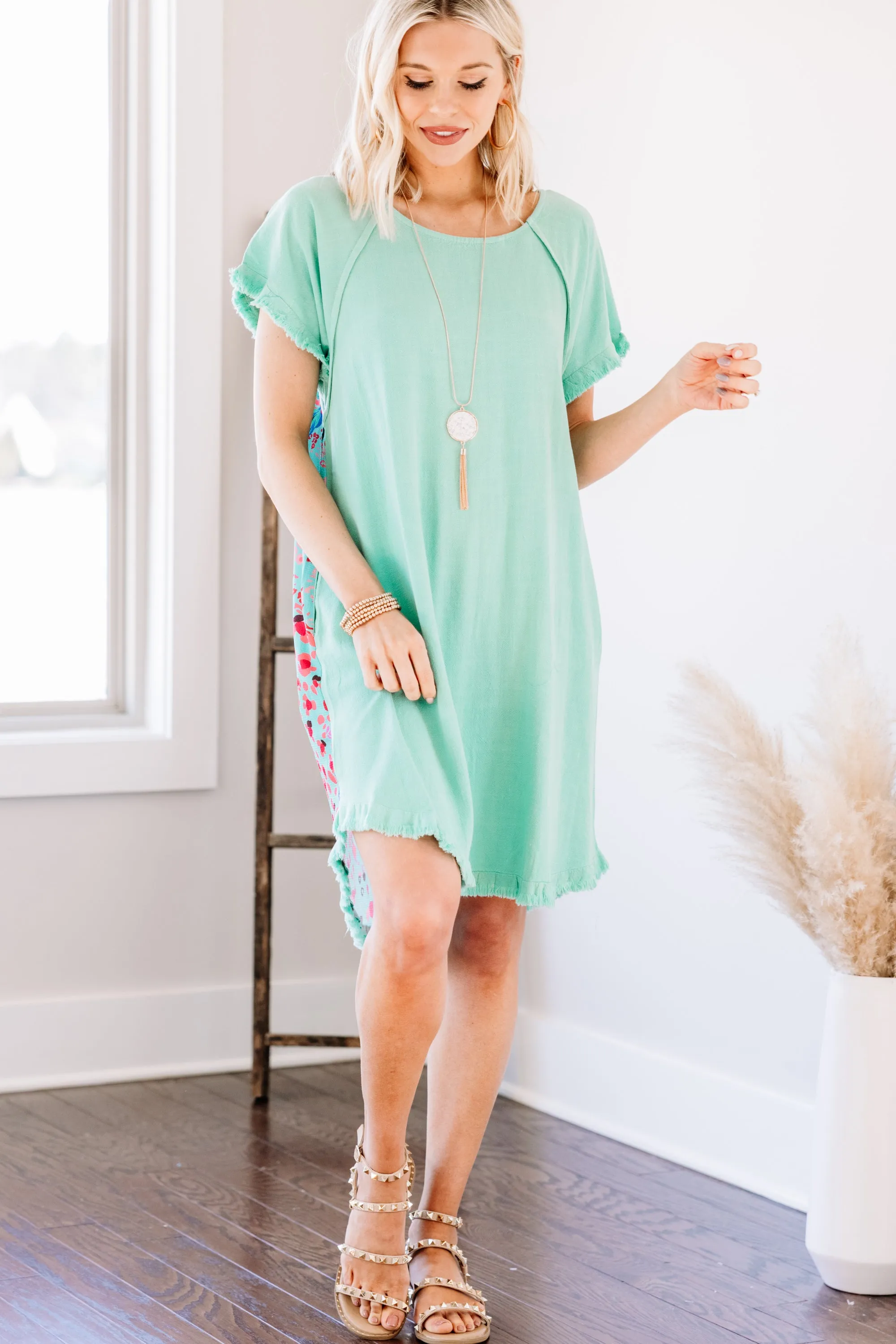 Lighten The Mood Emerald Green Floral Dress