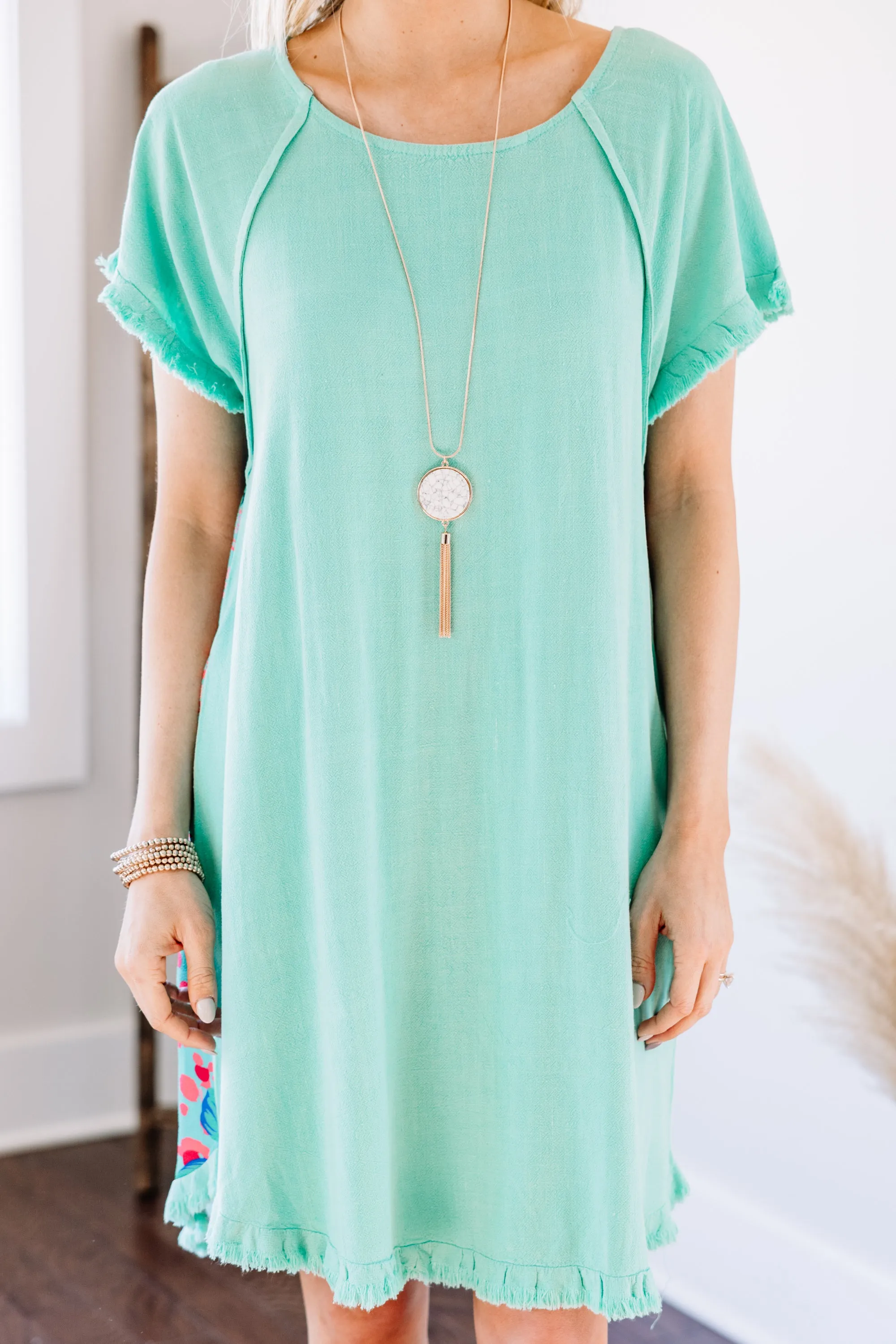 Lighten The Mood Emerald Green Floral Dress