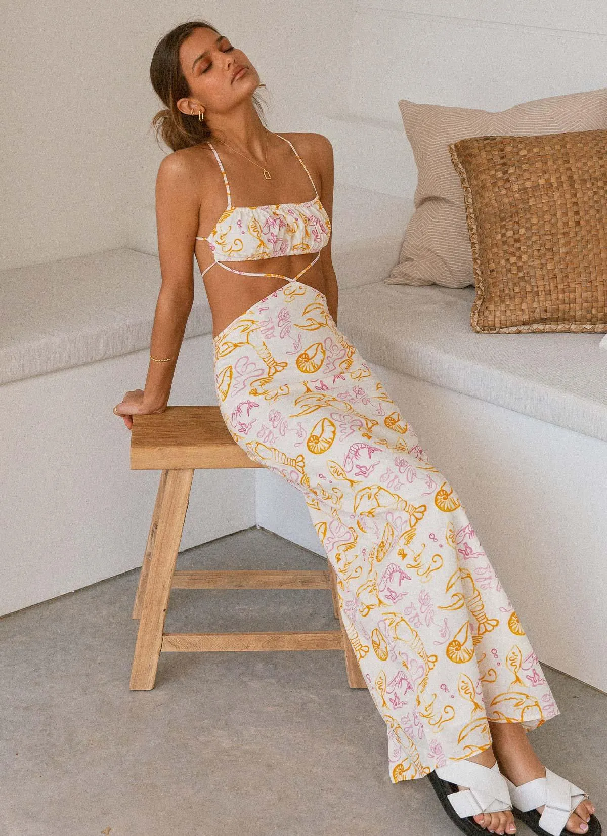Limonada Linen Maxi Dress - Oceanus