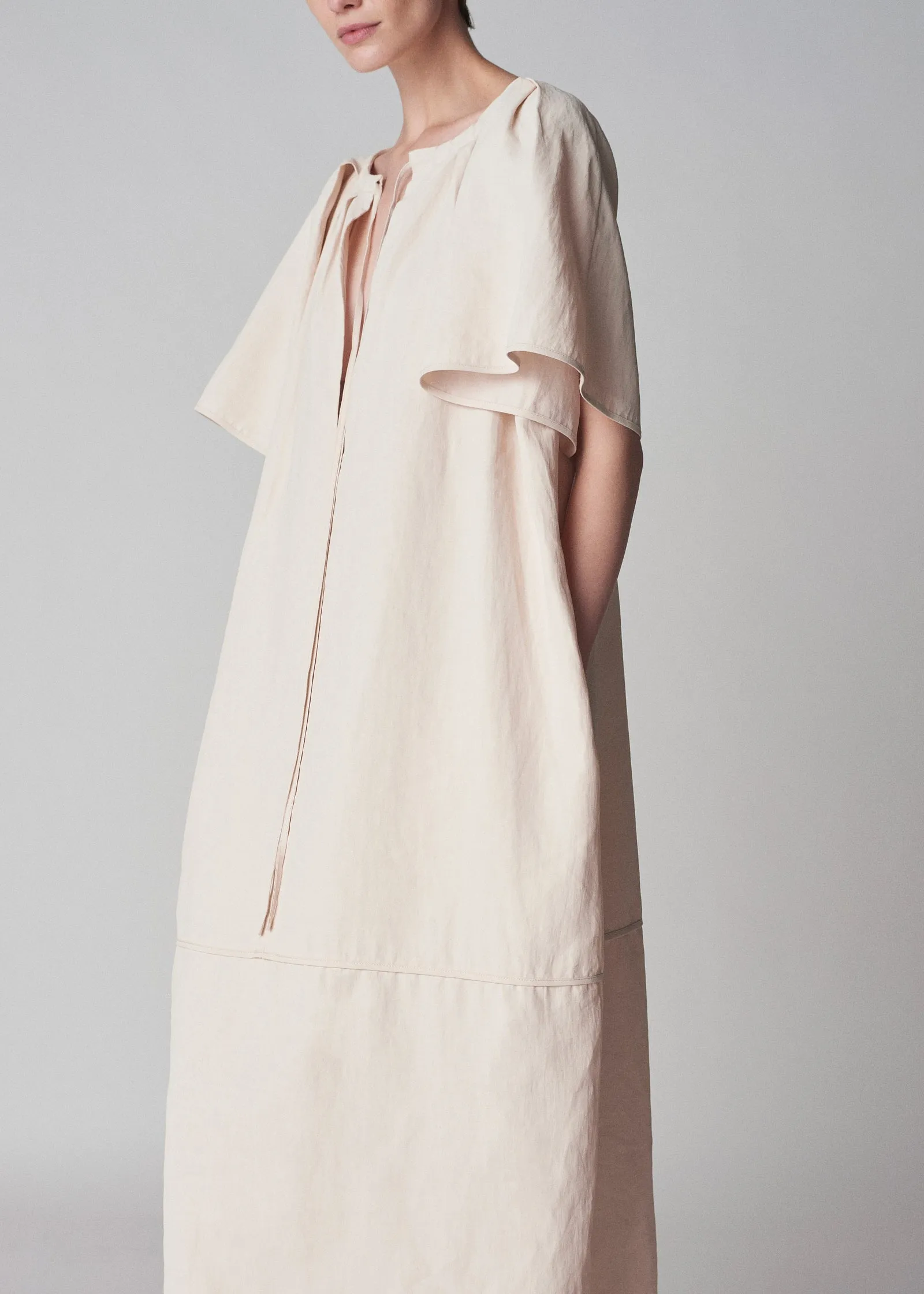 Linen Cape Dress in Whisper Pink