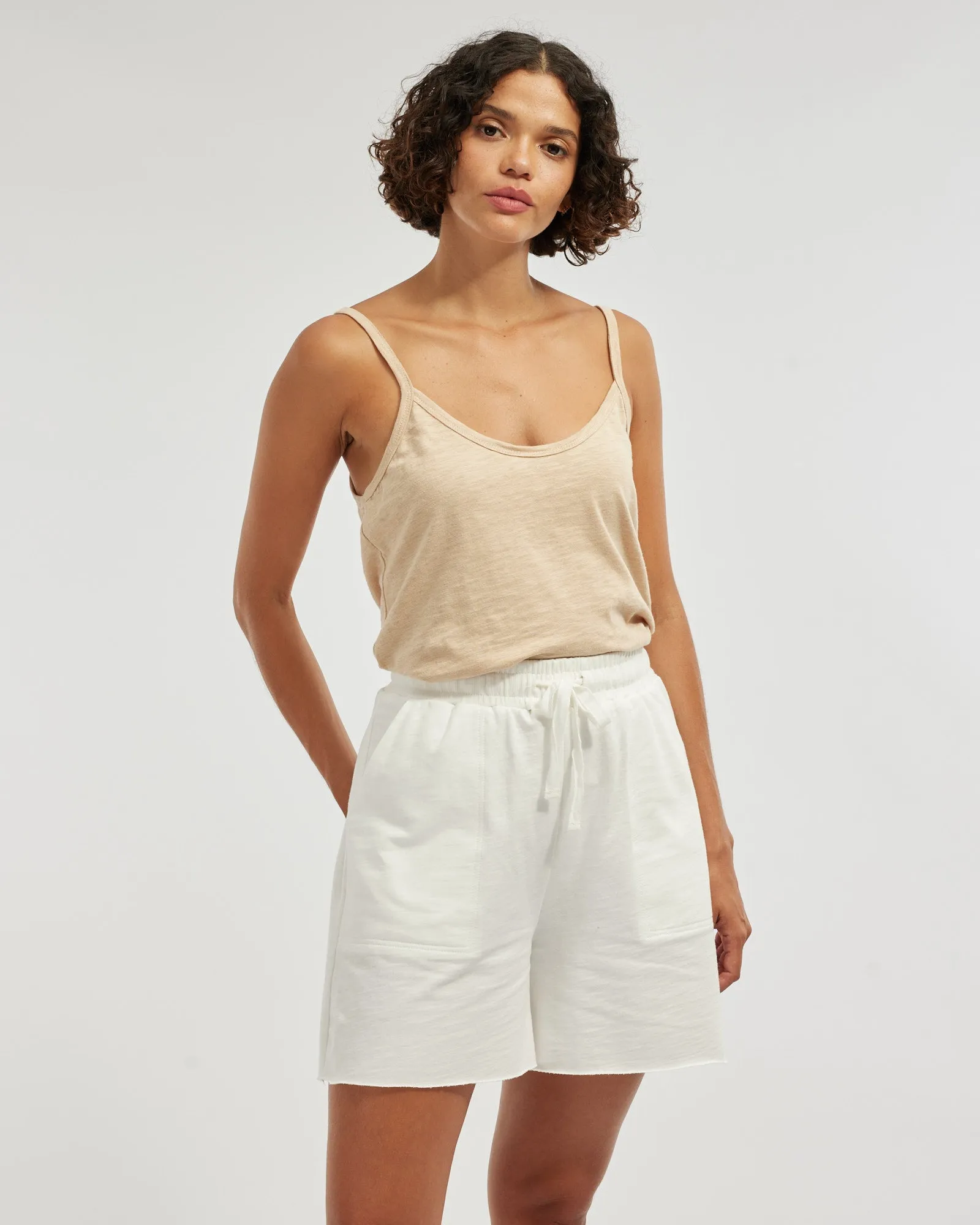 Lise Raw Hem Singlet - Hummus