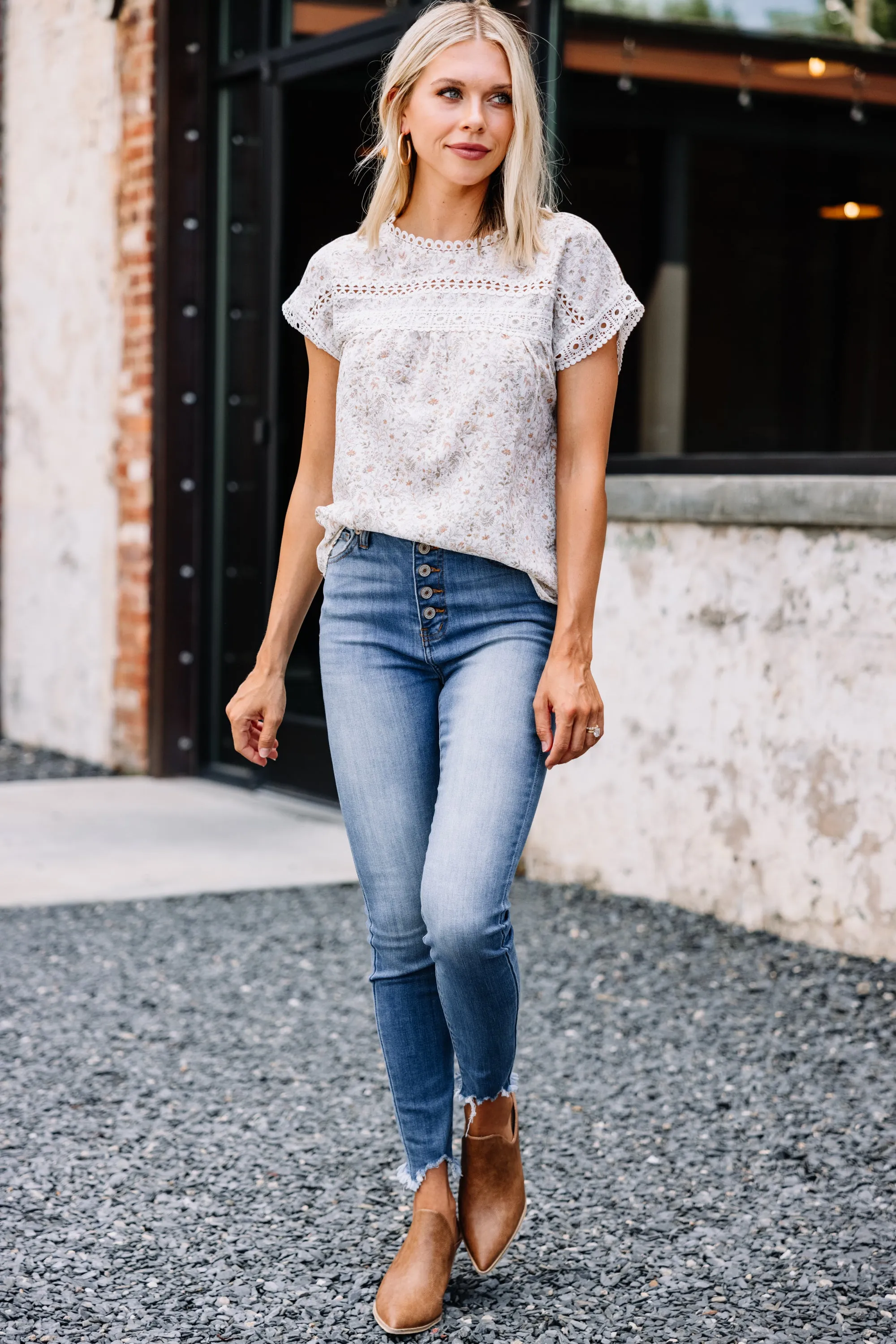 Live In Love White Ditsy Floral Blouse