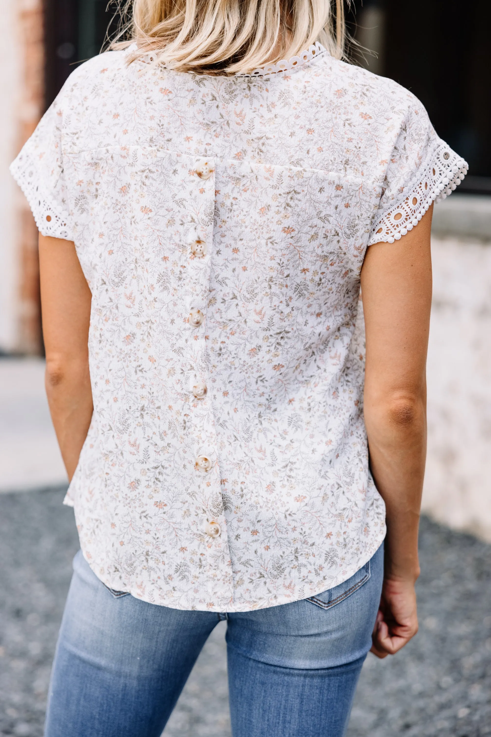 Live In Love White Ditsy Floral Blouse