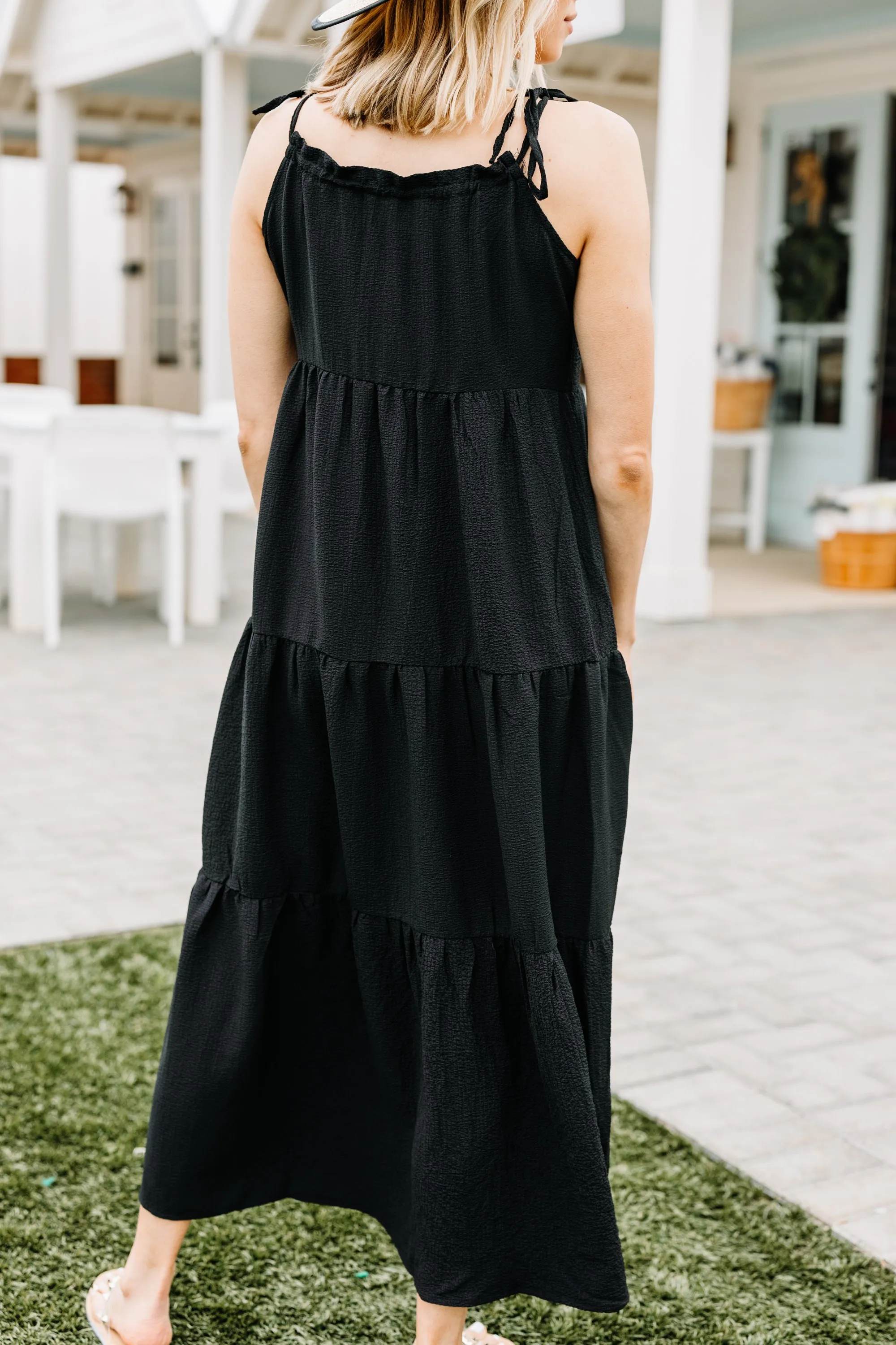 Living The Dream Black Tiered Maxi Dress