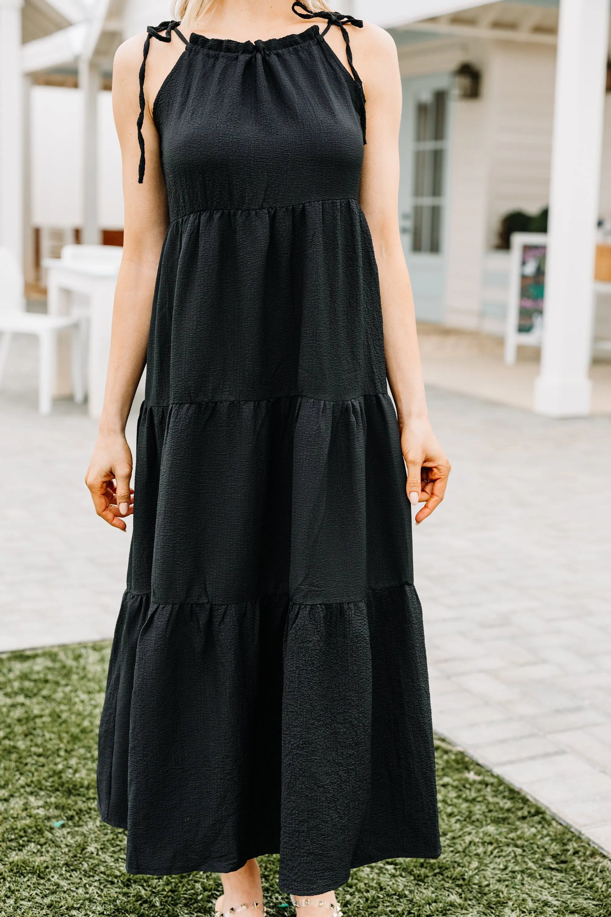 Living The Dream Black Tiered Maxi Dress