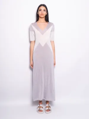 Long Lurex Dress with Silver Inlays