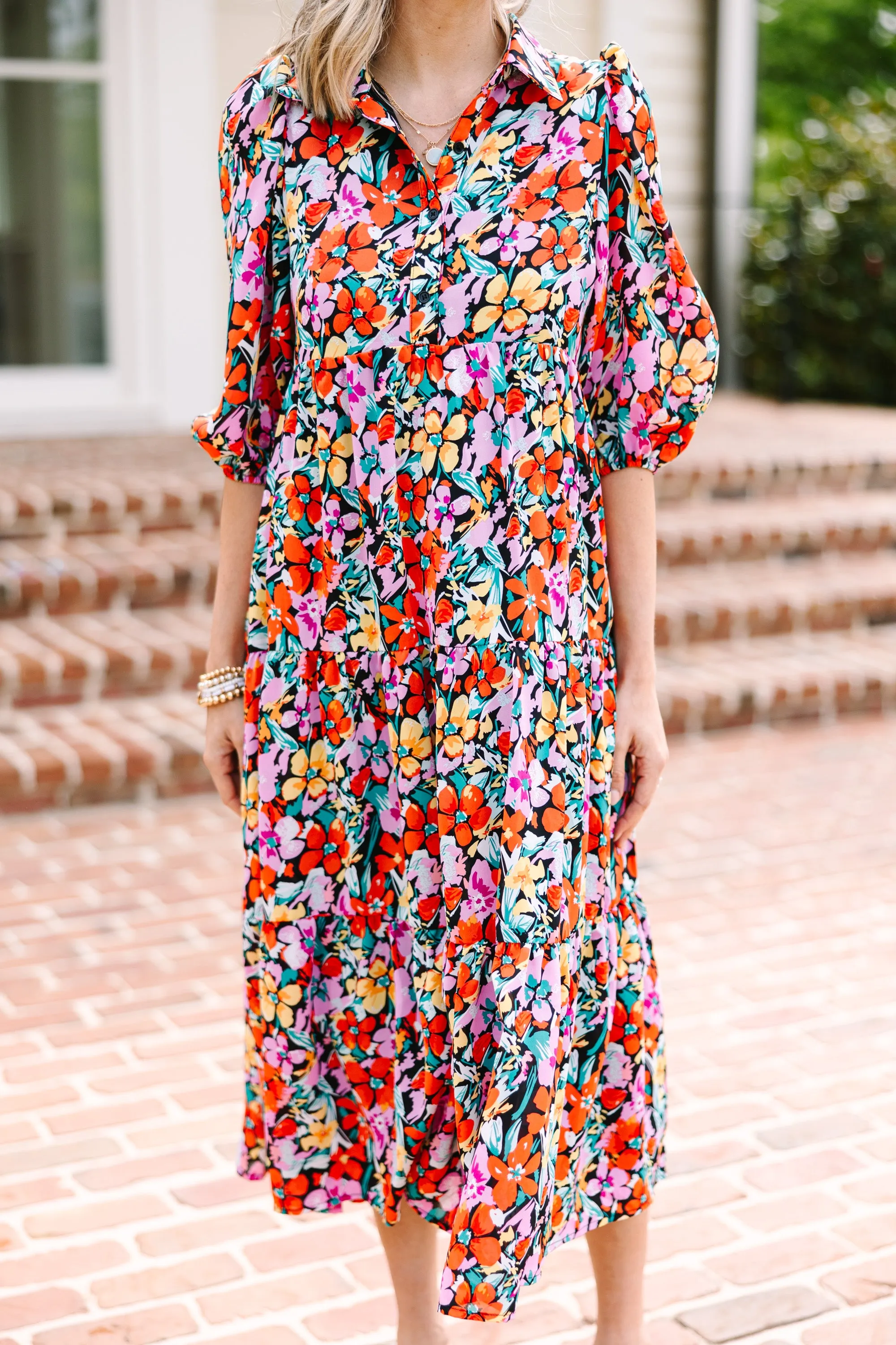 Looking For You Violet Purple Ditsy Floral Midi Dress