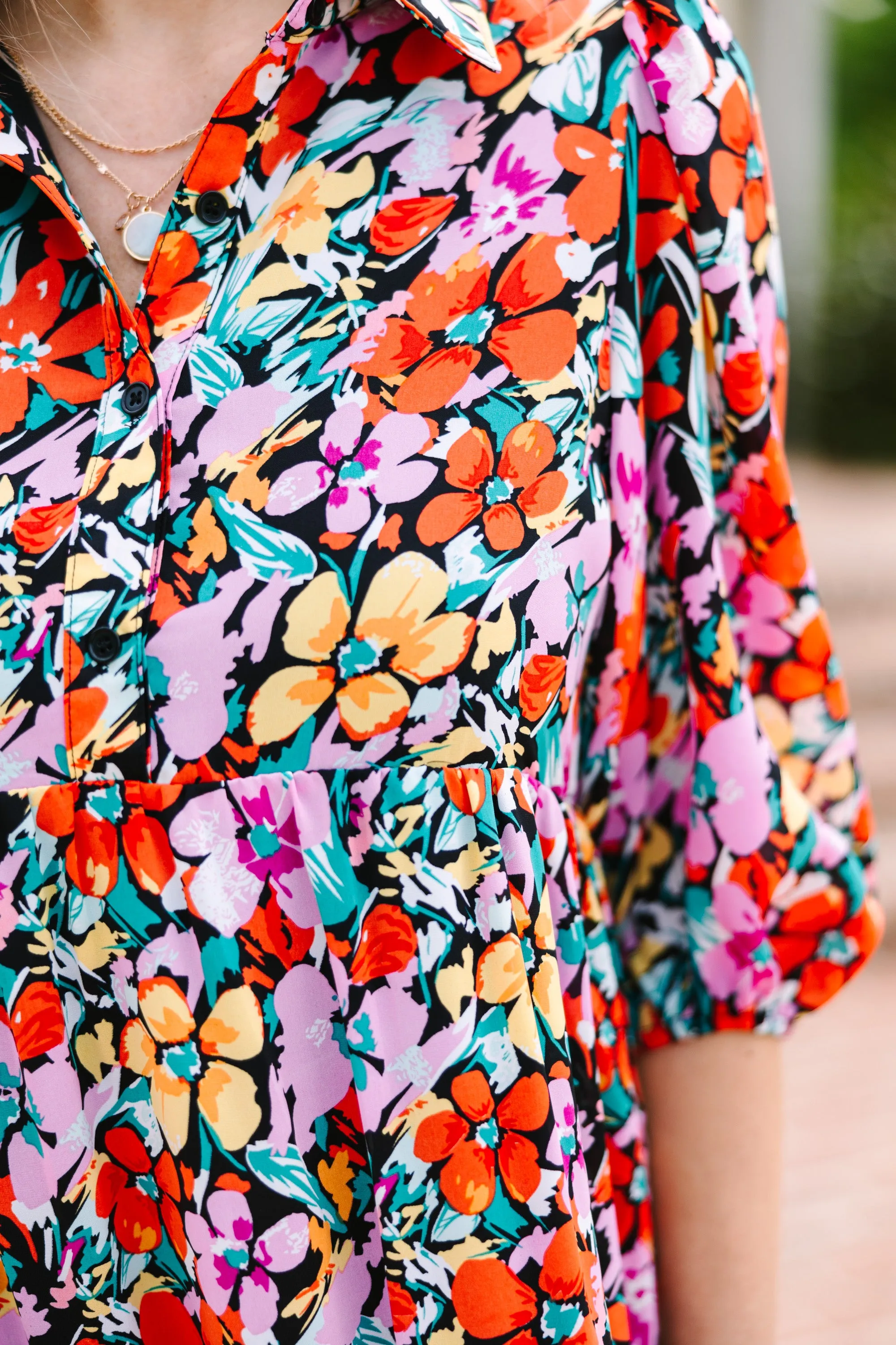 Looking For You Violet Purple Ditsy Floral Midi Dress
