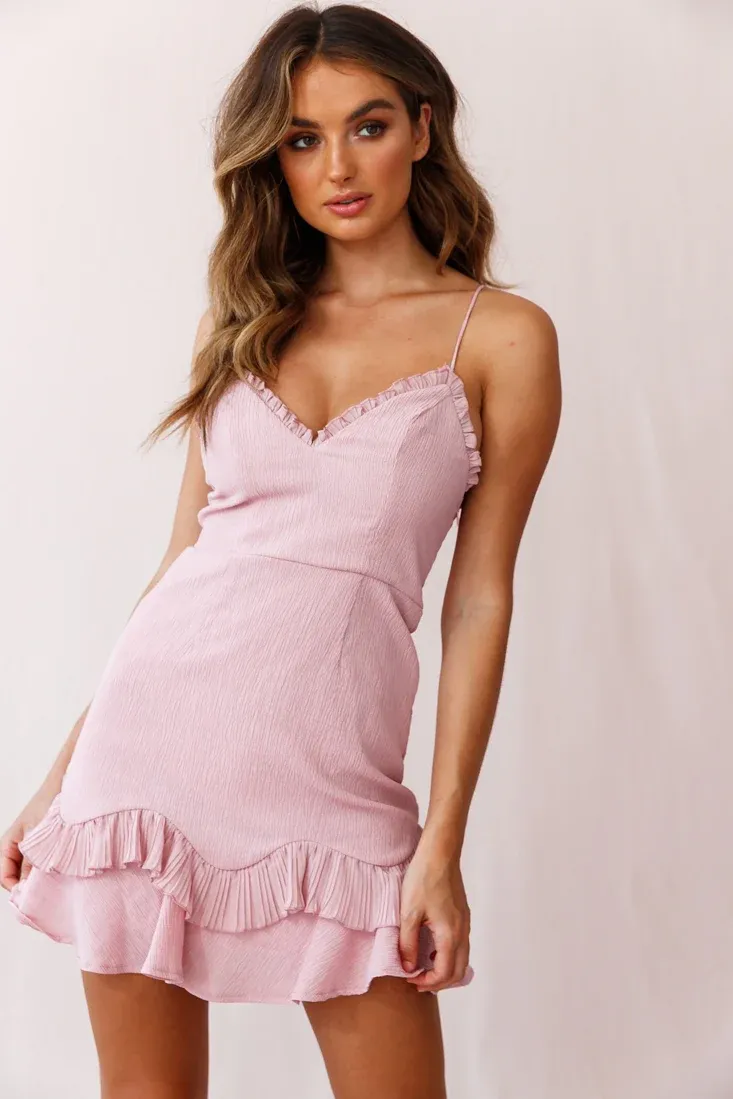 Lovers Spaghetti Strap Sweetheart Neckline Dress Blush