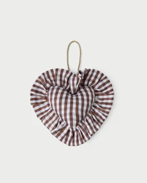 LR x Tara Roma Brown Gingham Ruffle Heart Ornament