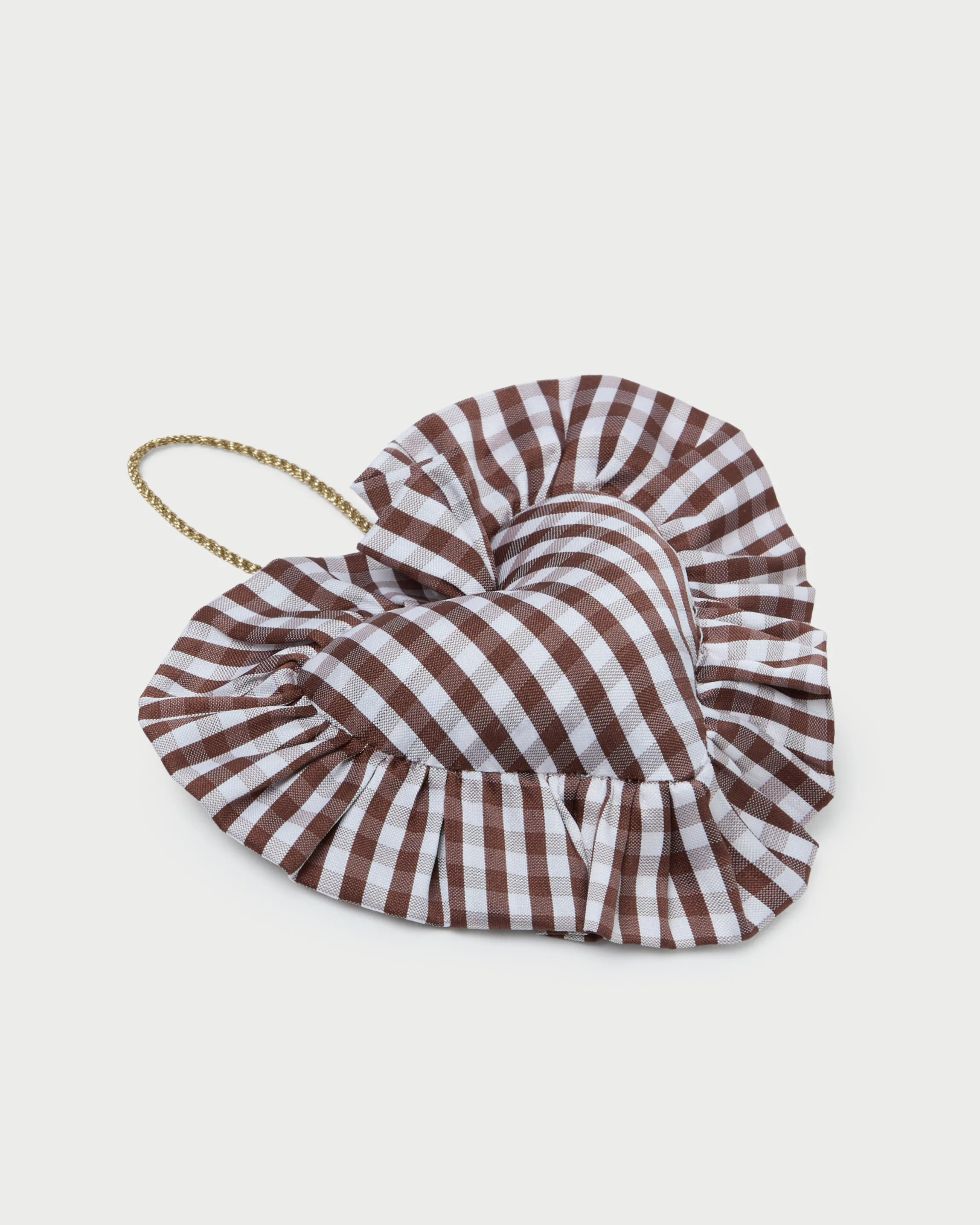 LR x Tara Roma Brown Gingham Ruffle Heart Ornament