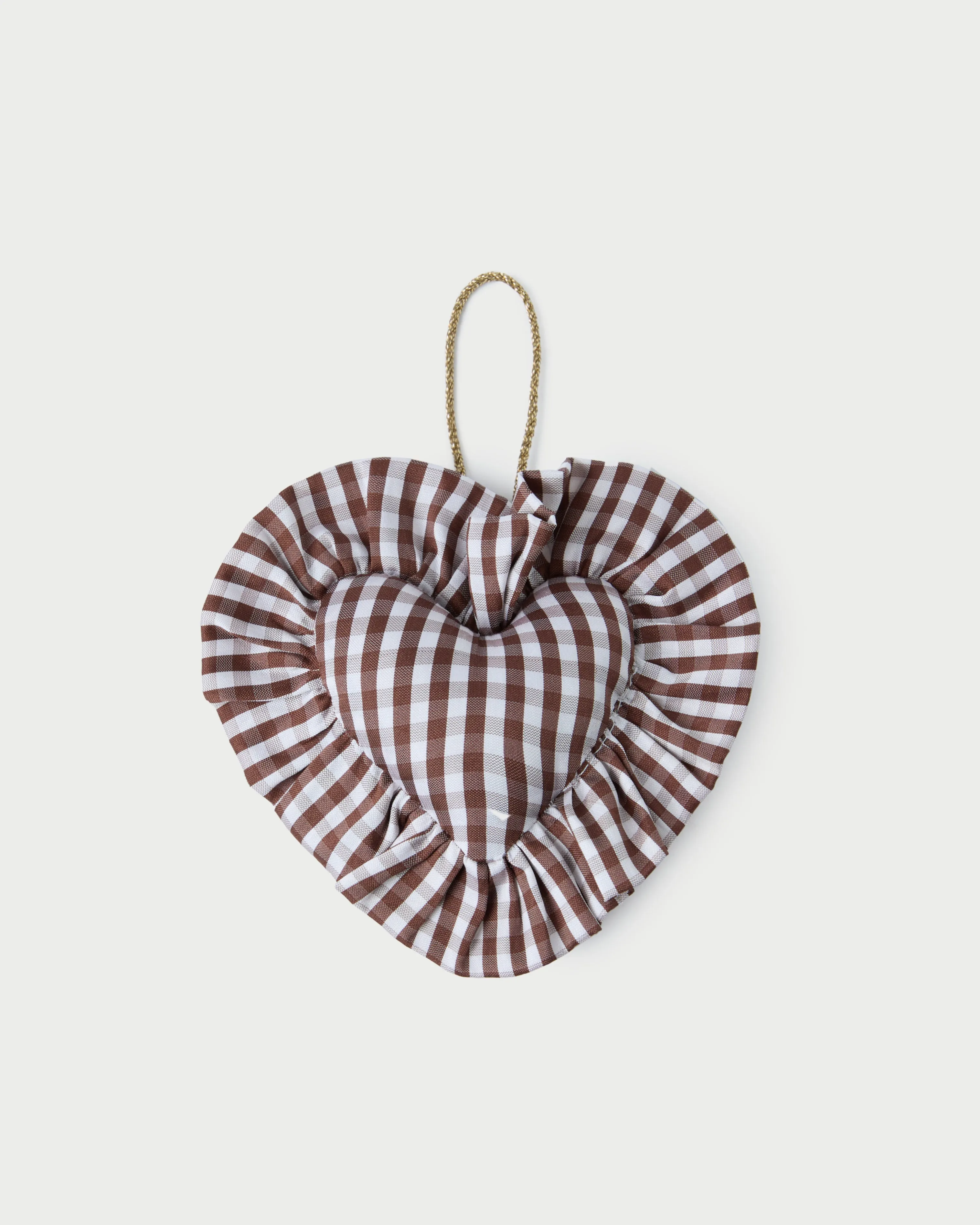 LR x Tara Roma Brown Gingham Ruffle Heart Ornament