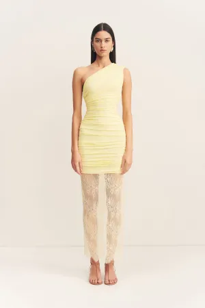 MARTINE LACE GATHERED MAXI DRESS - SHERBET YELLOW