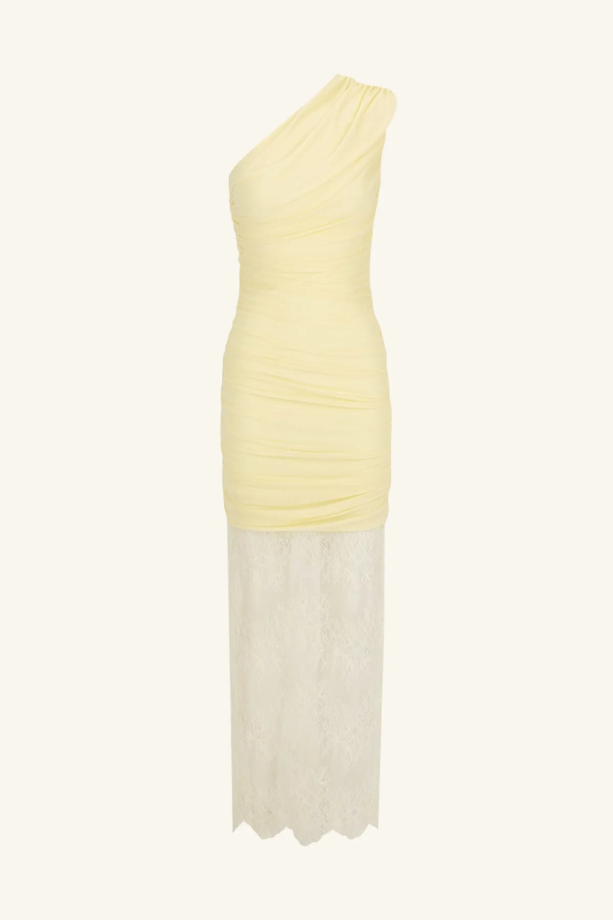 MARTINE LACE GATHERED MAXI DRESS - SHERBET YELLOW