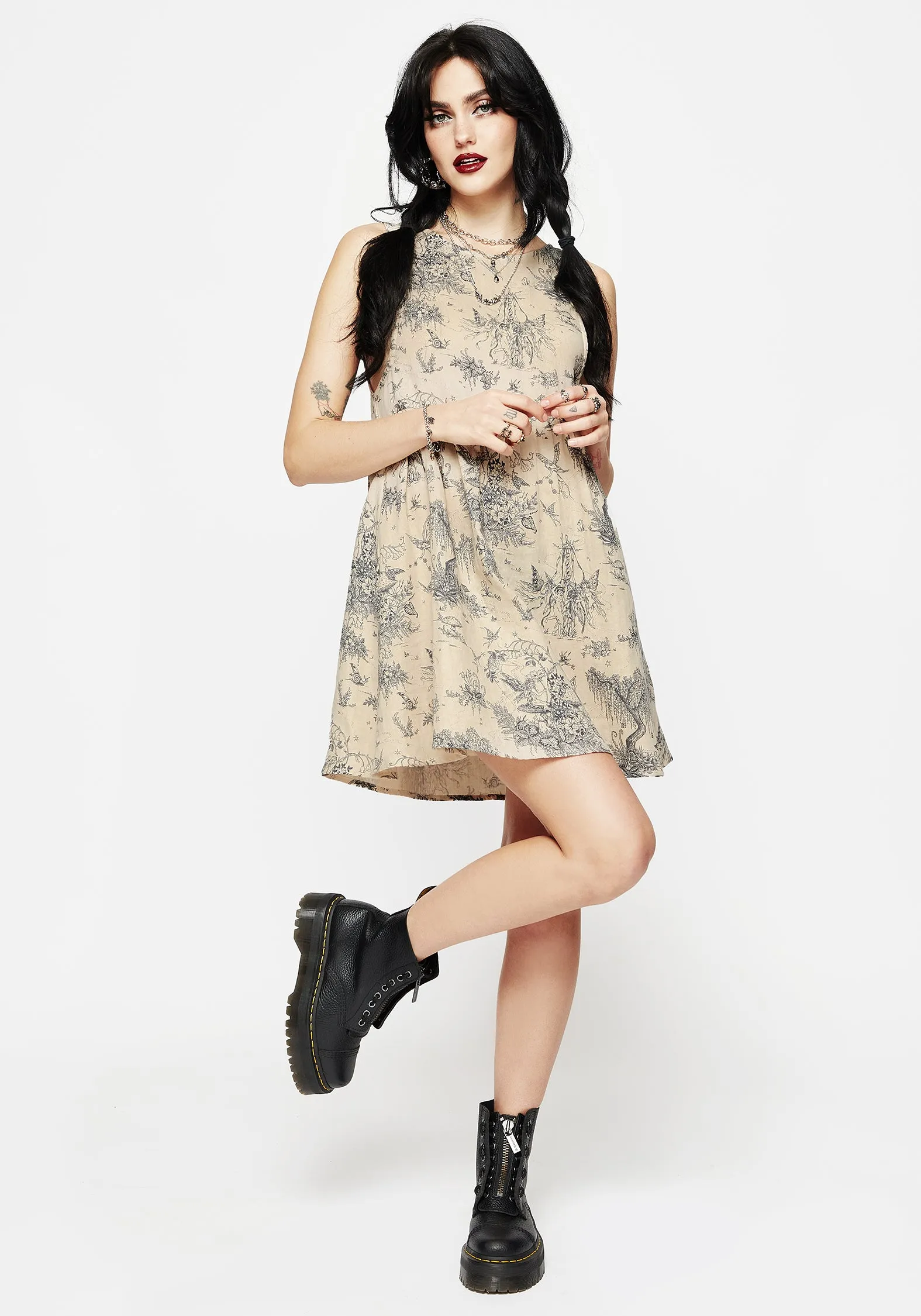 Maypole Cotton Print Mini Smock Dress