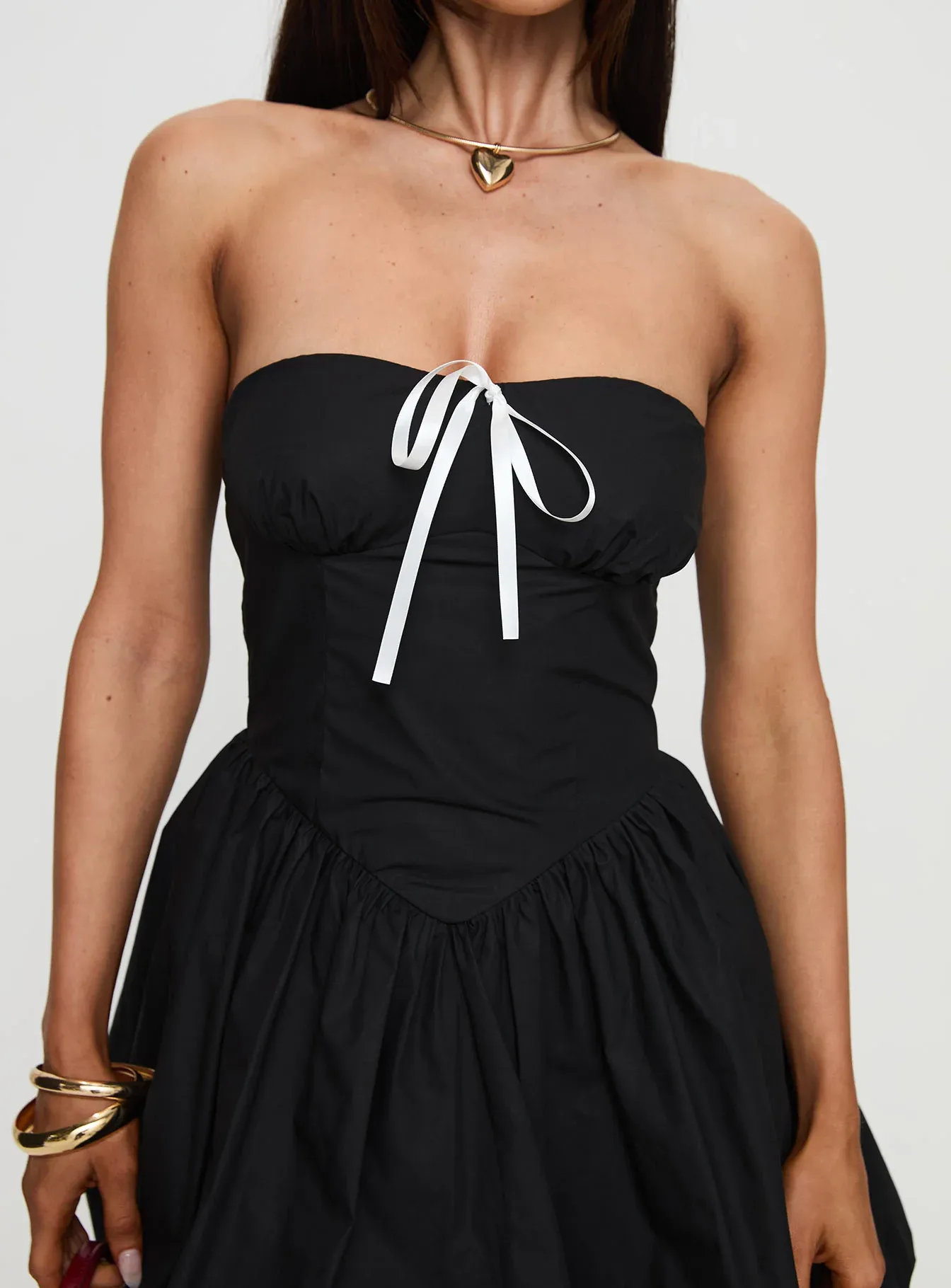 Melaina Bubble Hem Mini Dress Black