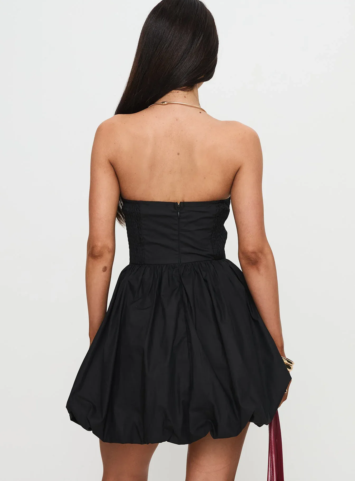 Melaina Bubble Hem Mini Dress Black