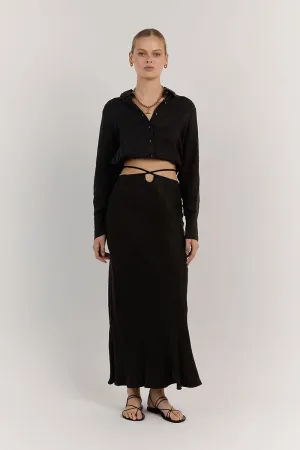MIA BLACK CROPPED SLEEVED SHIRT