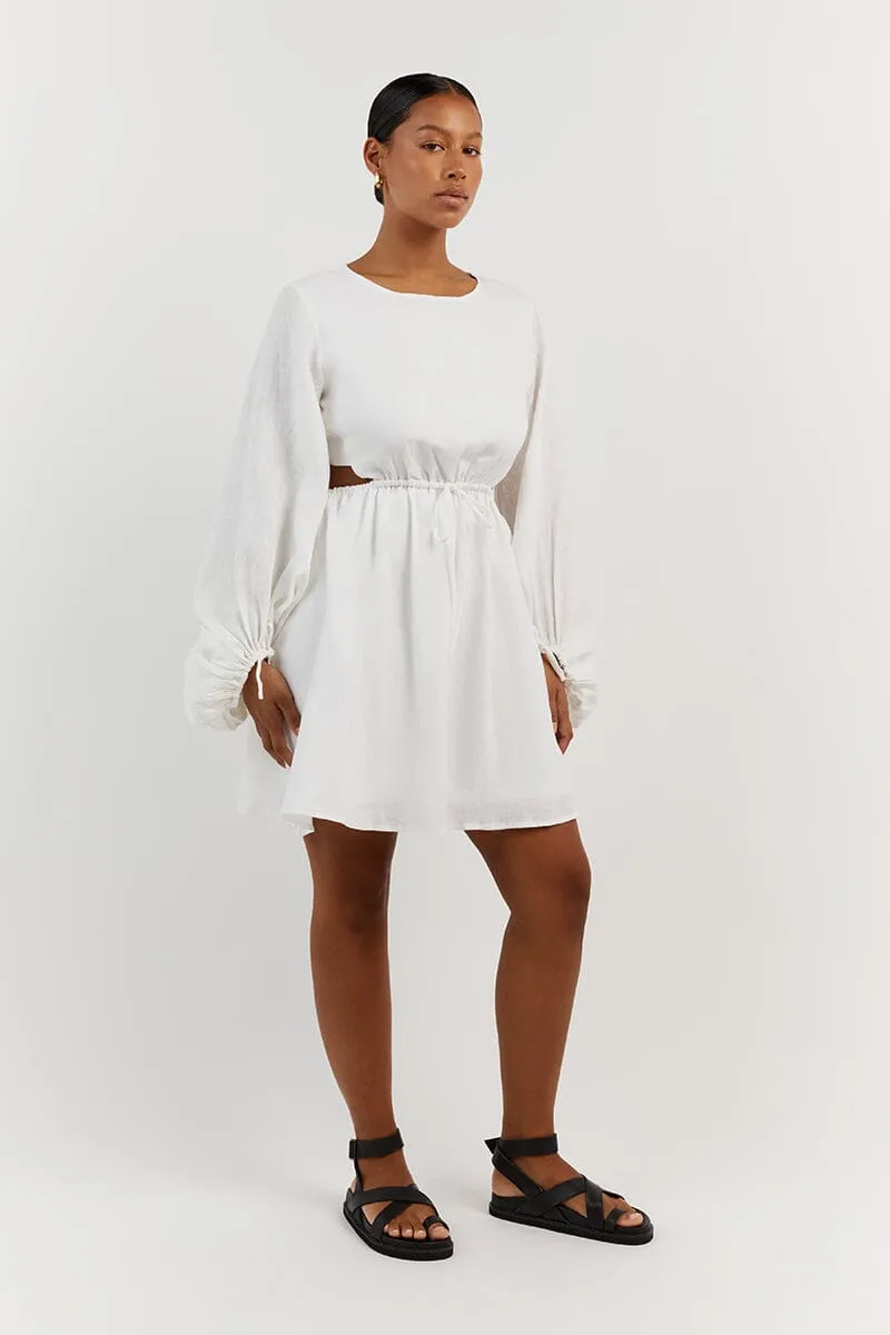 MOLLY WHITE LINEN MINI DRESS