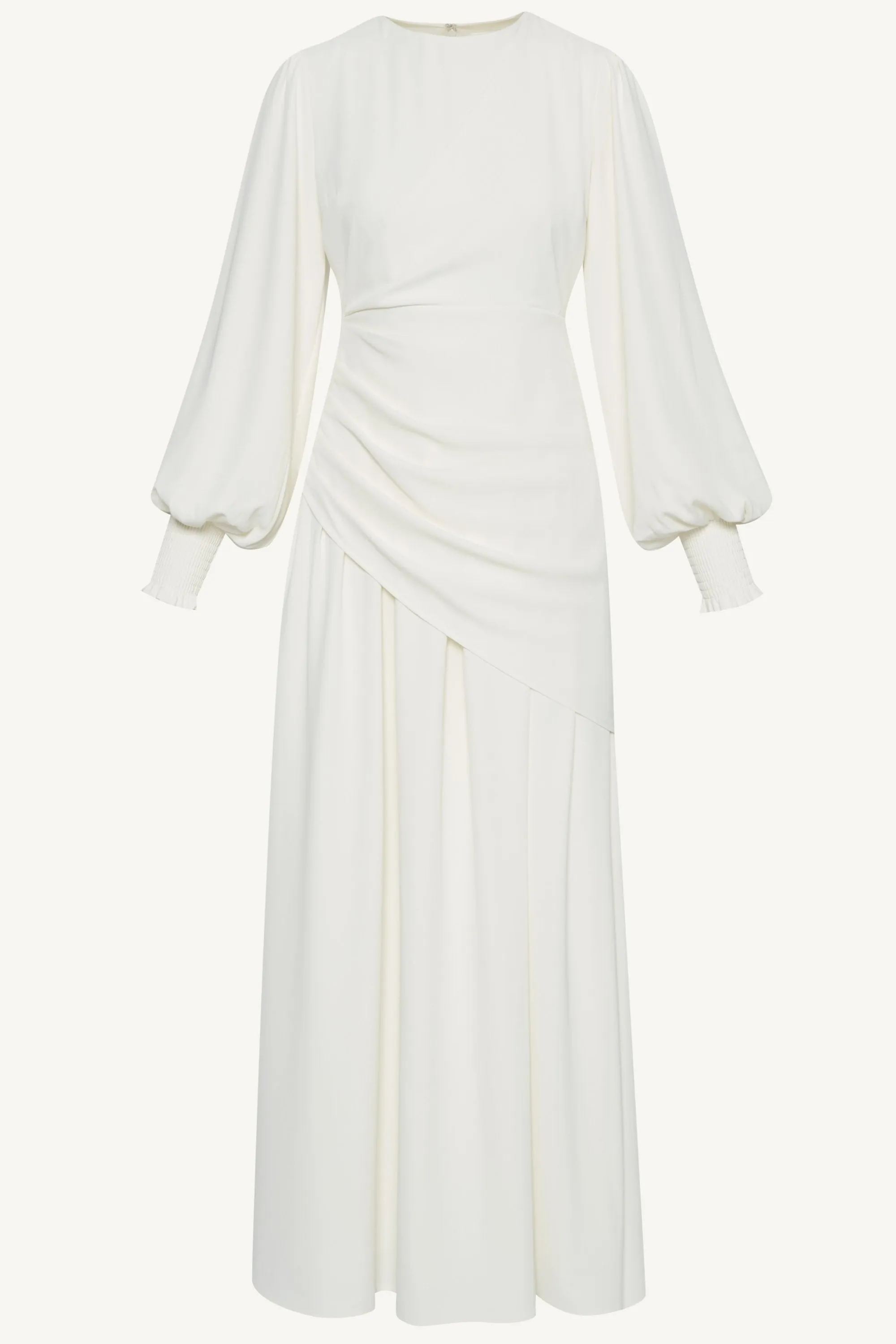 Nalla Asymmetric Draped Maxi Dress - White